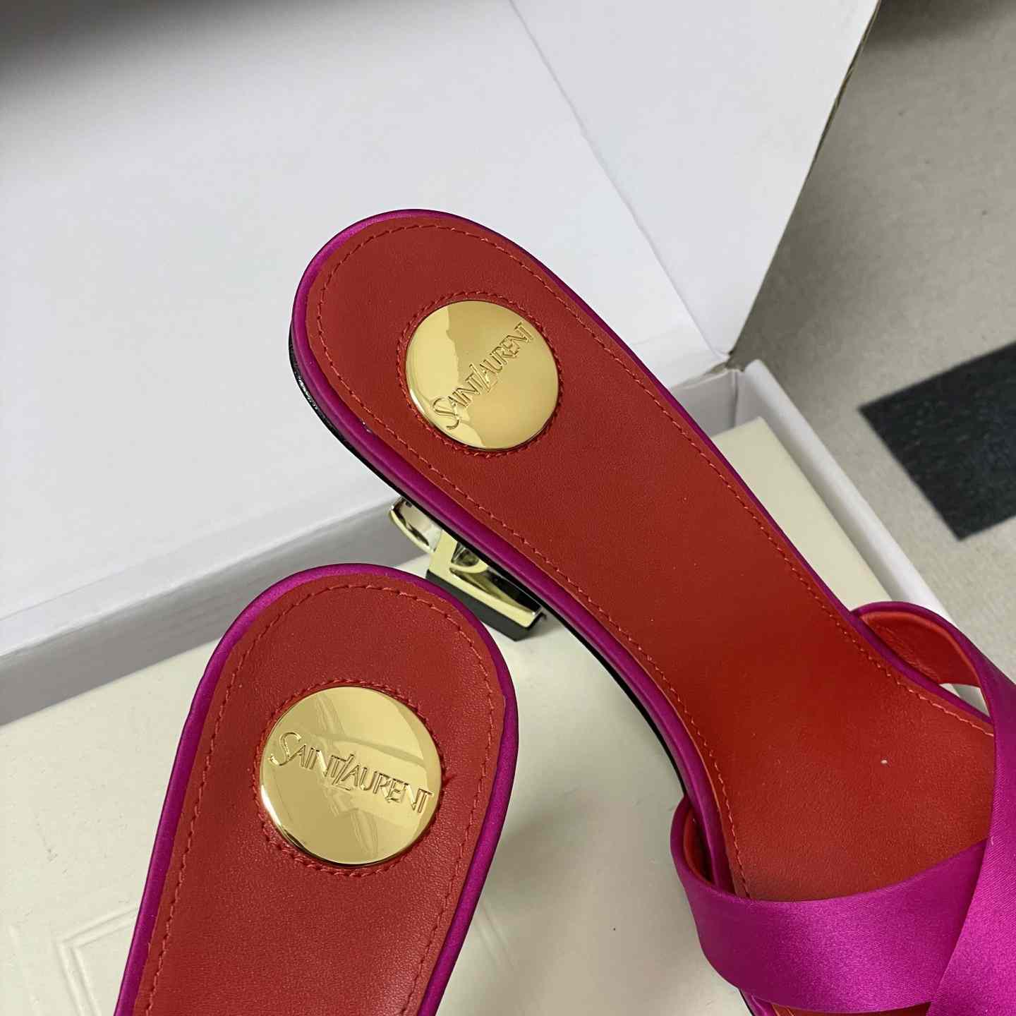 Saint Laurent Opyum Mules In Satin Crepe  - FashionPlug