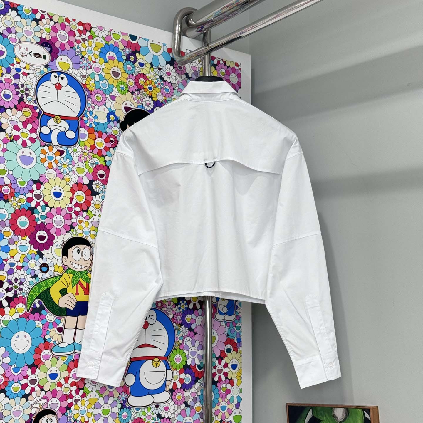 Miu Miu Logo-embroidered Cropped Poplin Shirt - FashionPlug