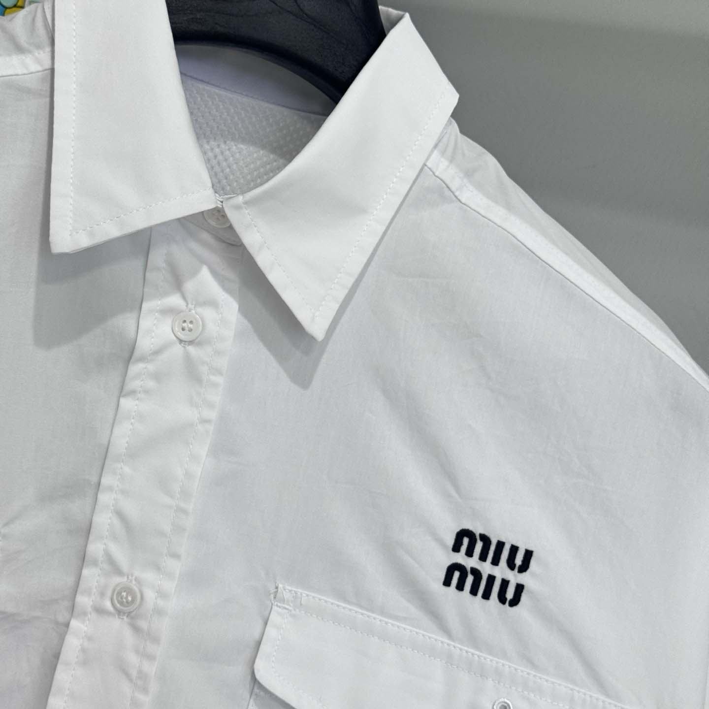 Miu Miu Logo-embroidered Cropped Poplin Shirt - FashionPlug