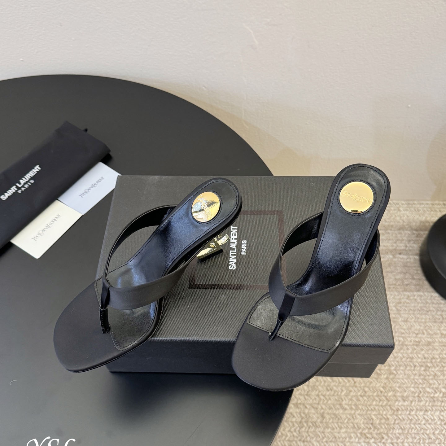 Saint Laurent OPYUM Mules In Satin  Crepe - FashionPlug