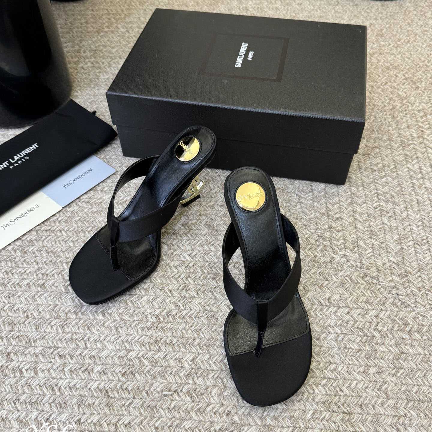 Saint Laurent OPYUM Mules In Satin  Crepe - FashionPlug