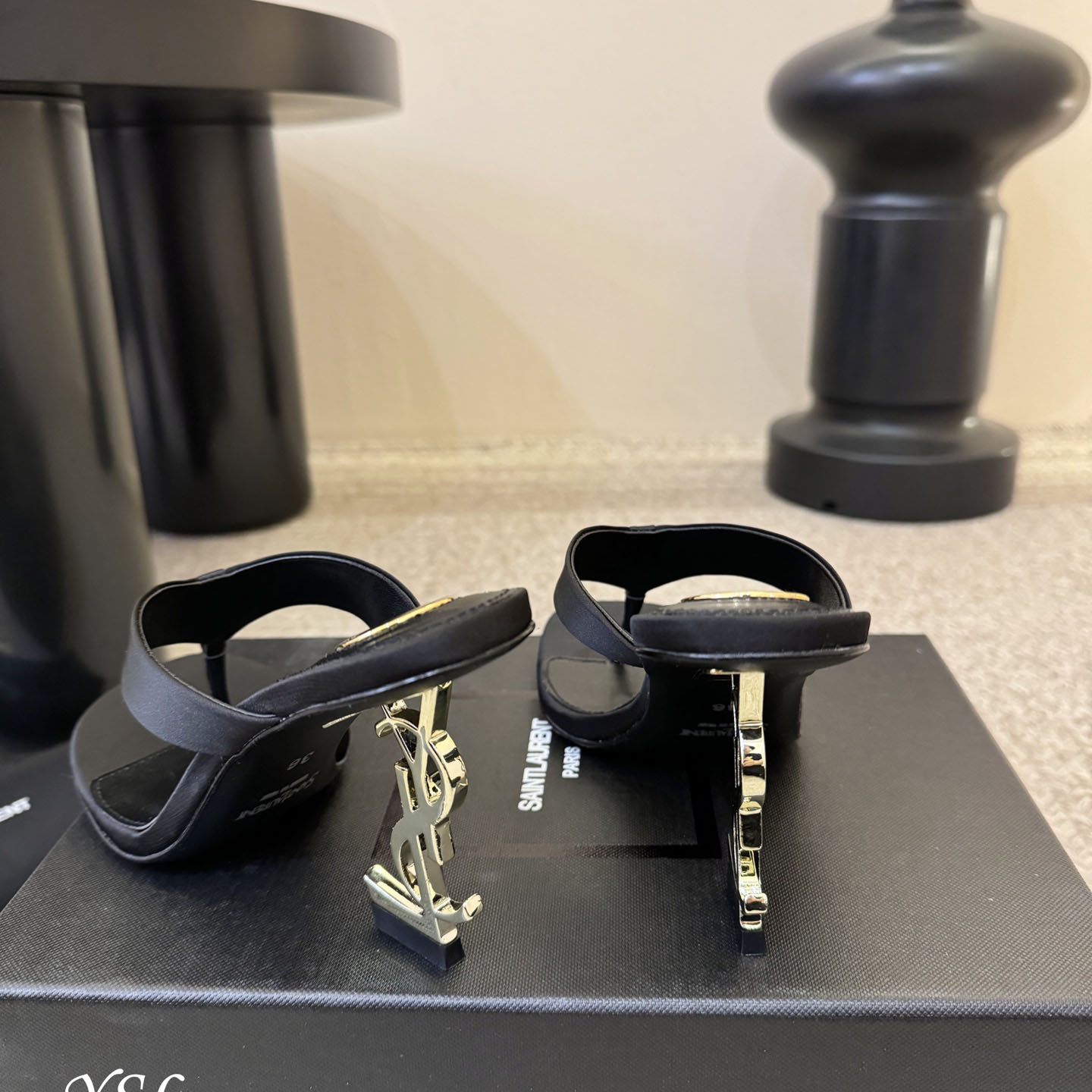 Saint Laurent OPYUM Mules In Satin  Crepe - FashionPlug