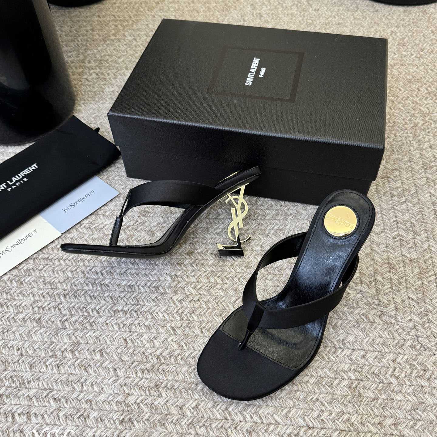 Saint Laurent OPYUM Mules In Satin  Crepe - FashionPlug