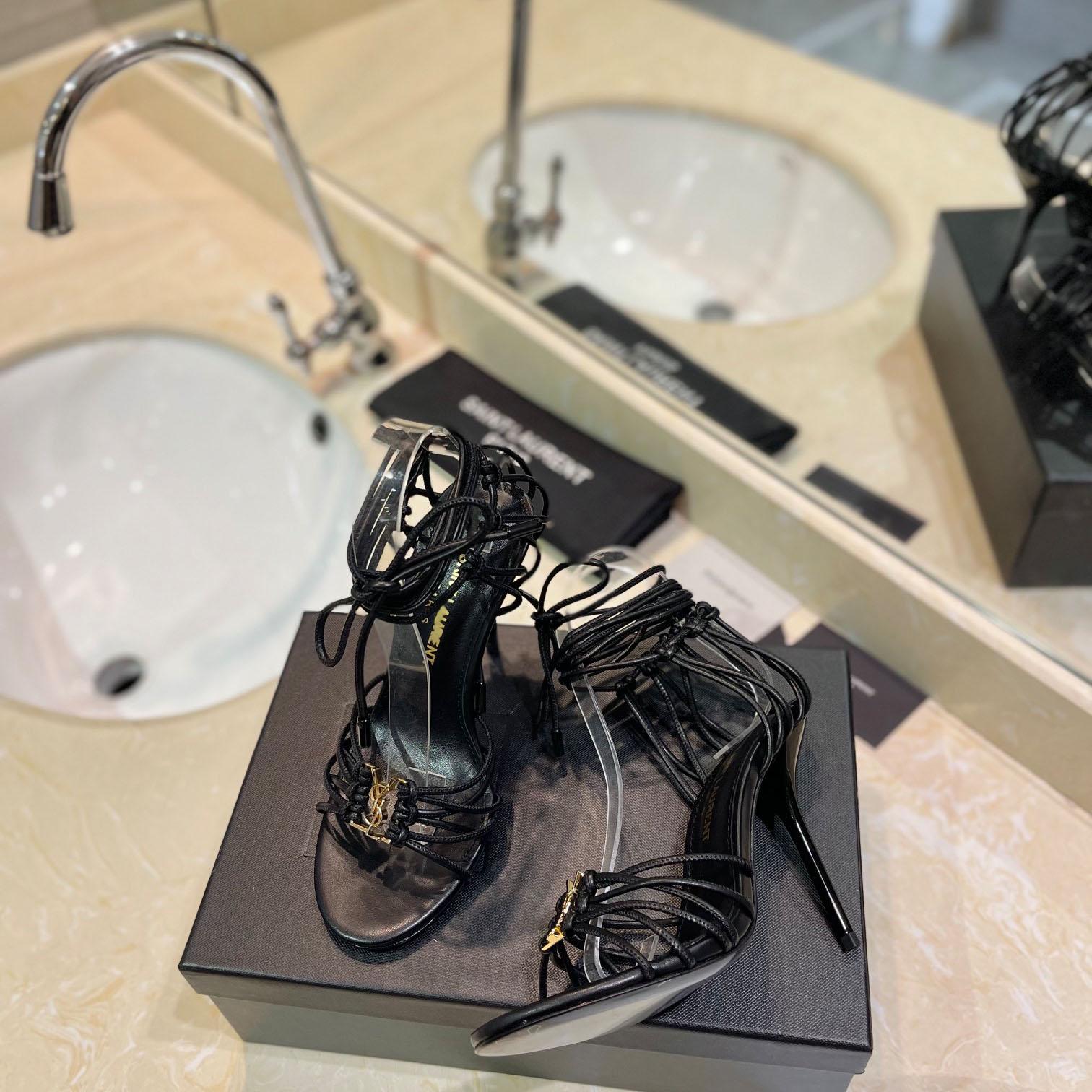 Saint Laurent BABYLONE Sandals In Smooth Leather - FashionPlug