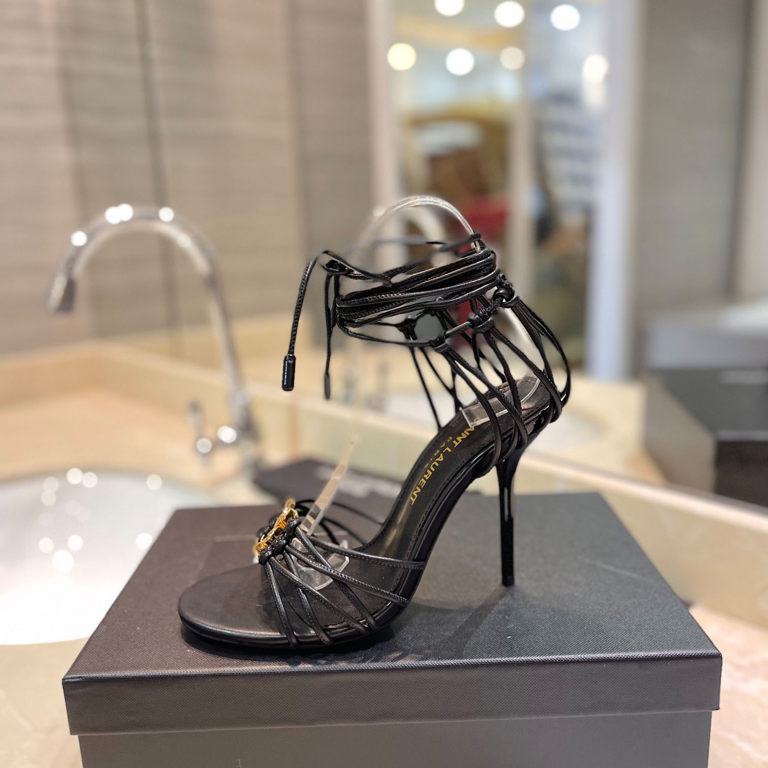 Saint Laurent BABYLONE Sandals In Smooth Leather - FashionPlug