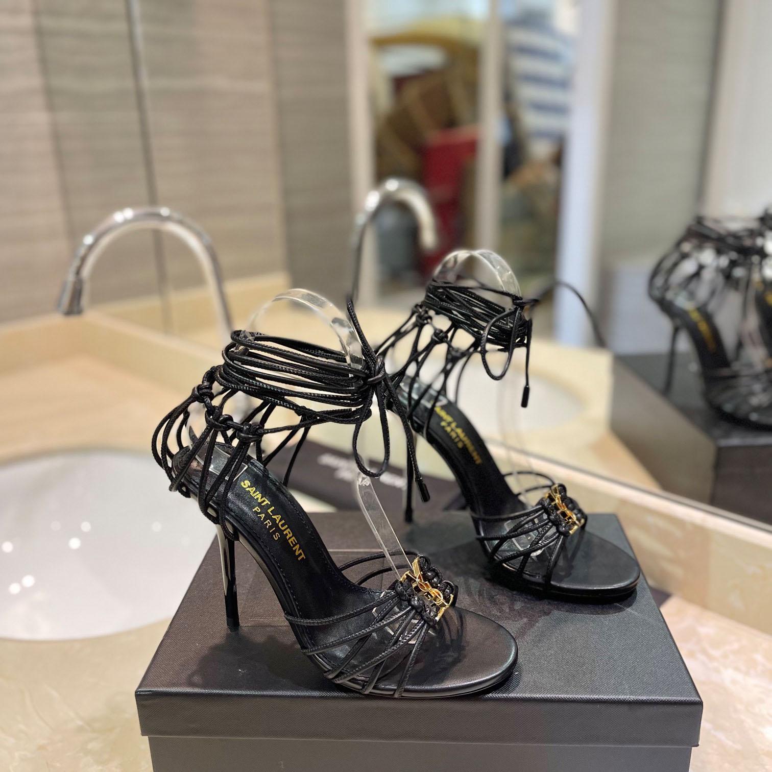 Saint Laurent BABYLONE Sandals In Smooth Leather - FashionPlug