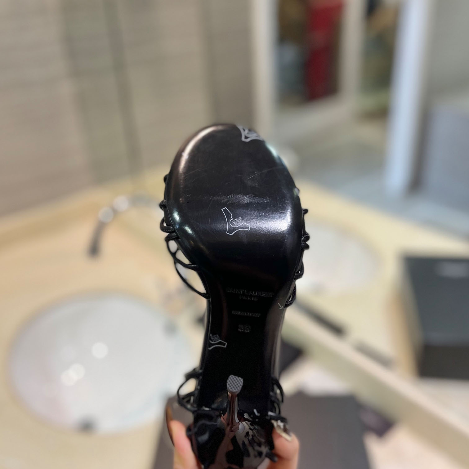 Saint Laurent BABYLONE Sandals In Smooth Leather - FashionPlug