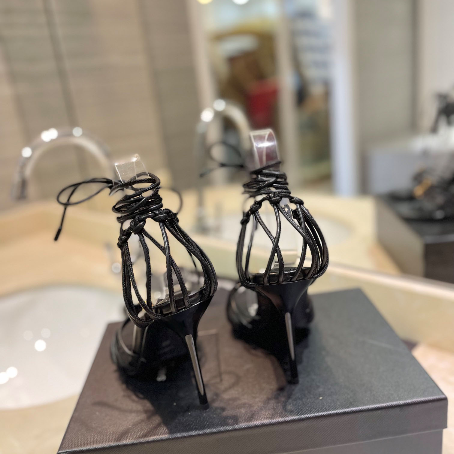 Saint Laurent BABYLONE Sandals In Smooth Leather - FashionPlug