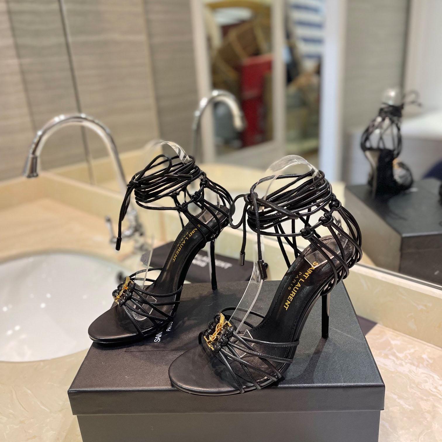 Saint Laurent BABYLONE Sandals In Smooth Leather - FashionPlug