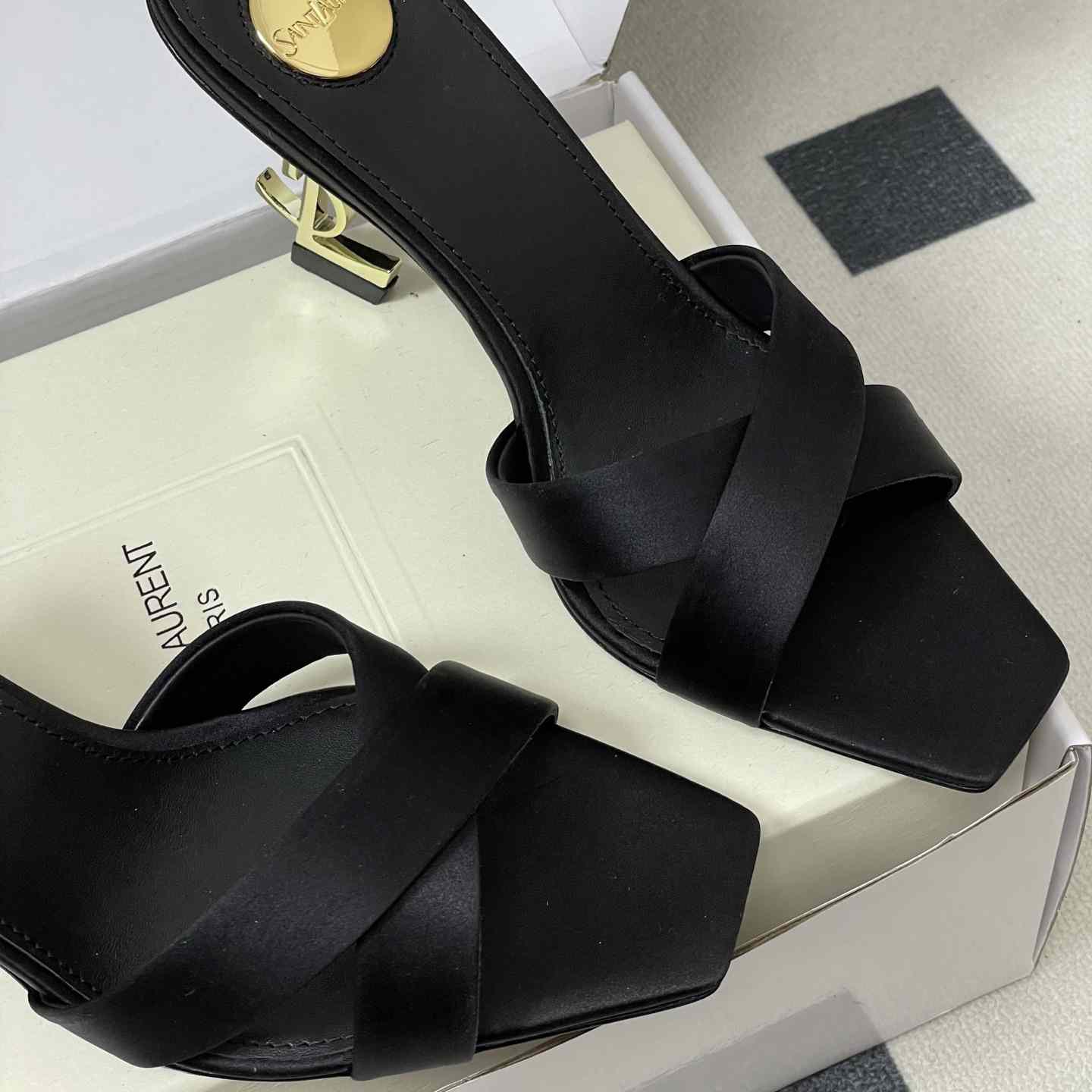 Saint Laurent Opyum Mules In Satin Crepe  - FashionPlug