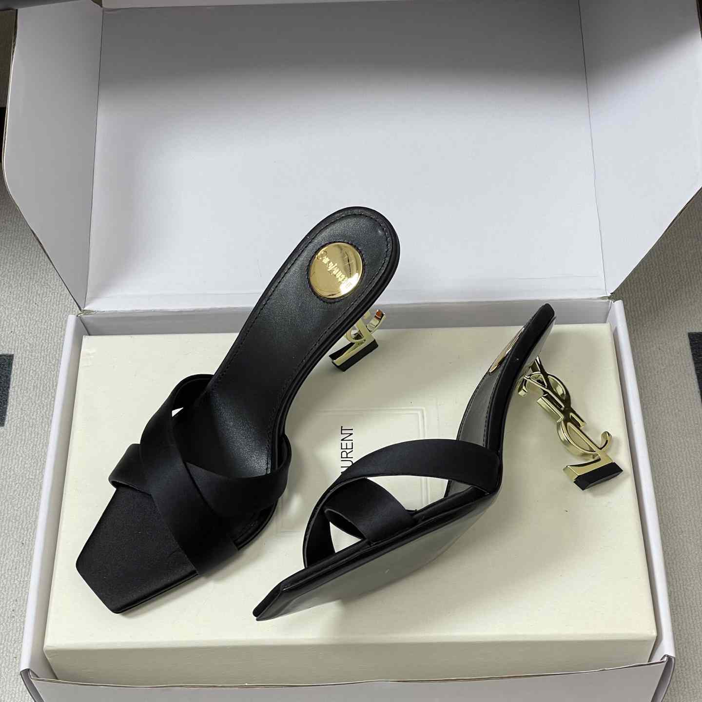 Saint Laurent Opyum Mules In Satin Crepe  - FashionPlug