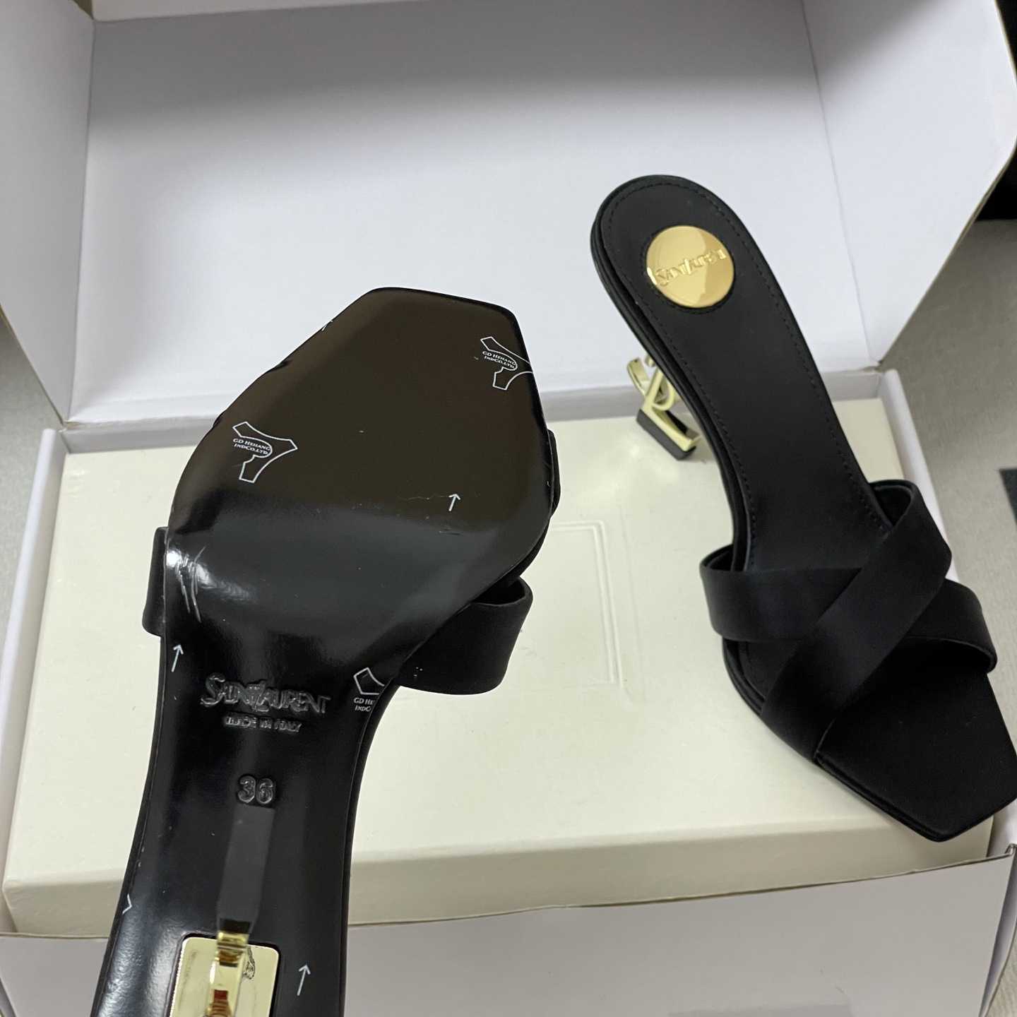 Saint Laurent Opyum Mules In Satin Crepe  - FashionPlug