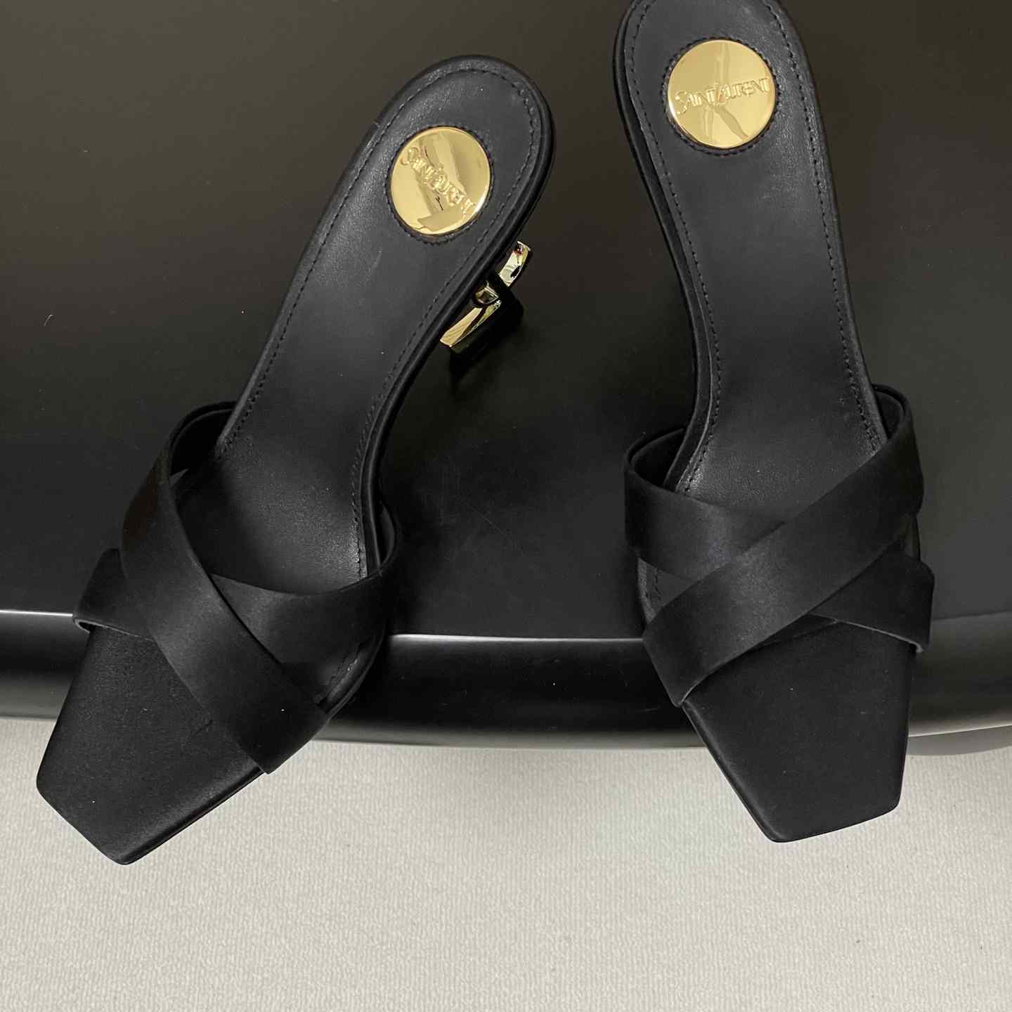 Saint Laurent Opyum Mules In Satin Crepe  - FashionPlug