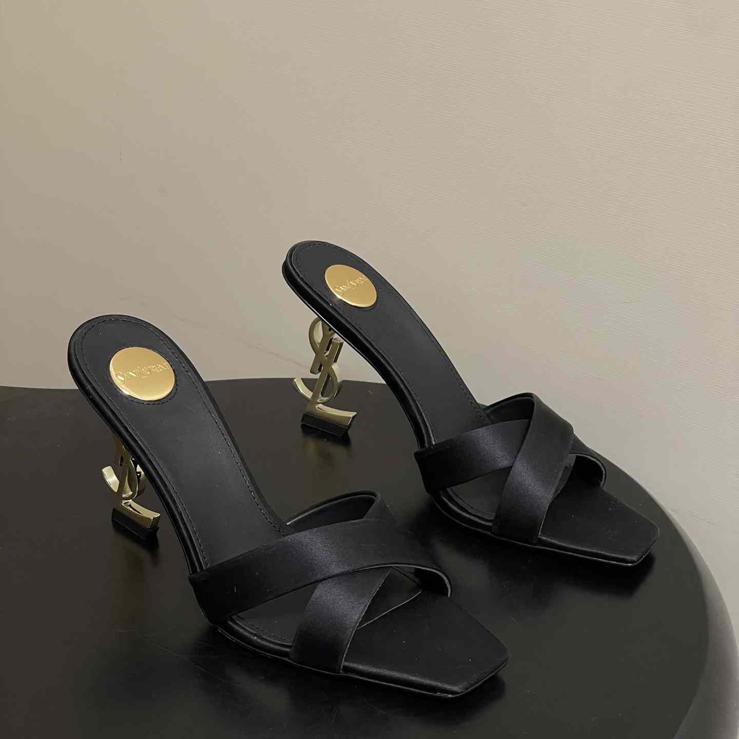 Saint Laurent Opyum Mules In Satin Crepe  - FashionPlug
