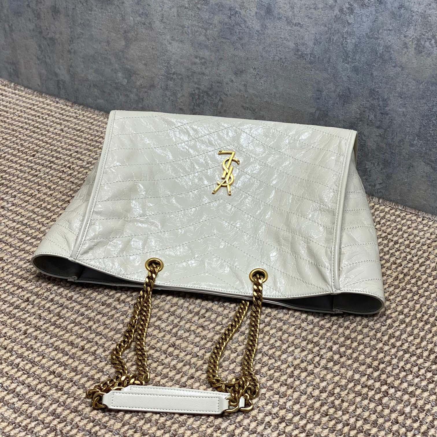 Saint Laurent Nini Shopping In Vintage Leather - FashionPlug