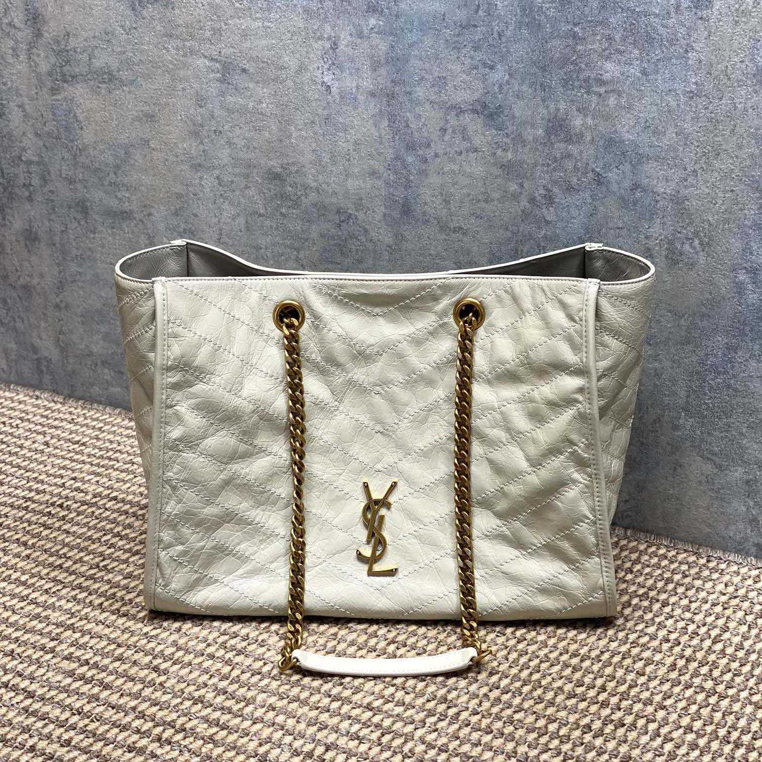 Saint Laurent Nini Shopping In Vintage Leather - FashionPlug