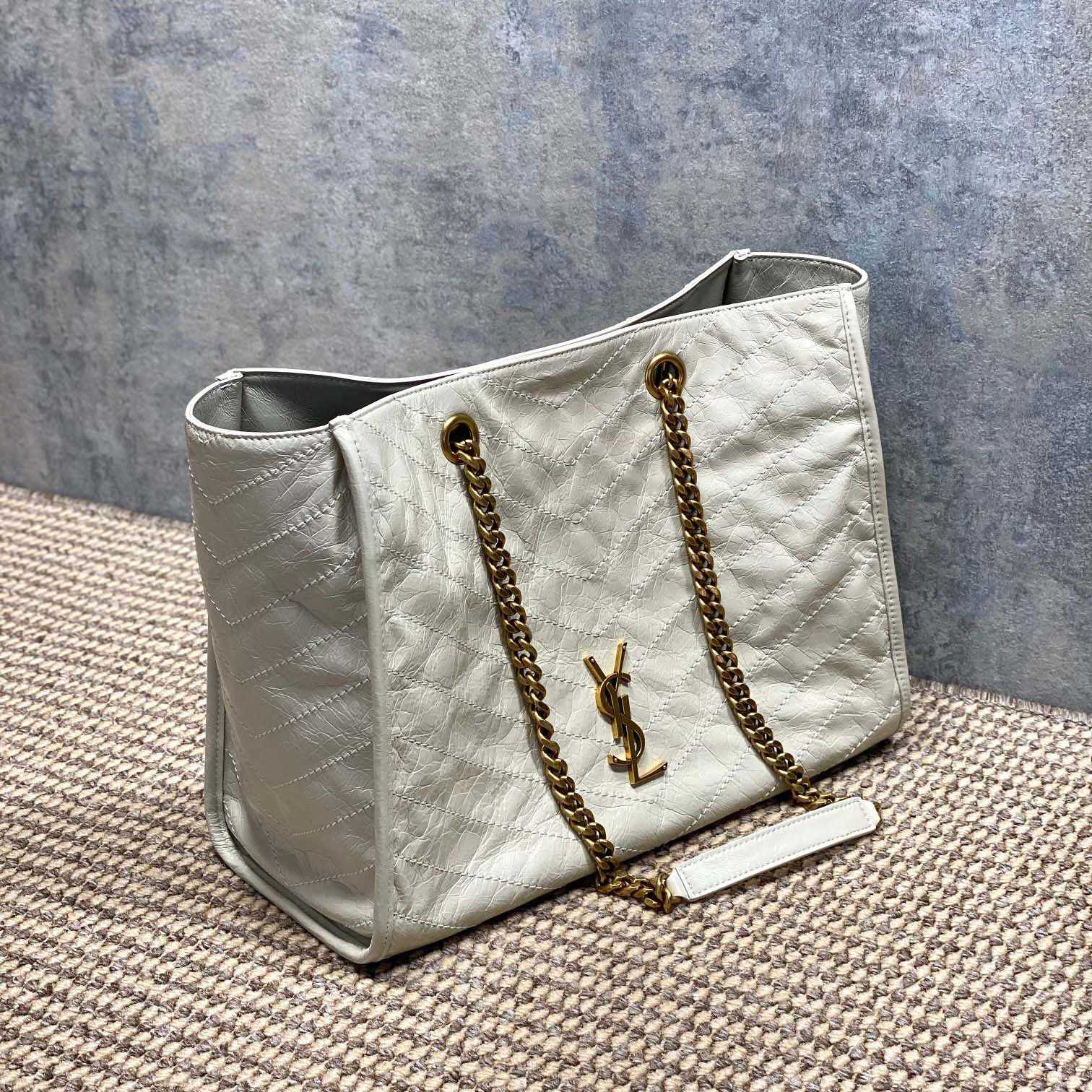 Saint Laurent Nini Shopping In Vintage Leather - FashionPlug