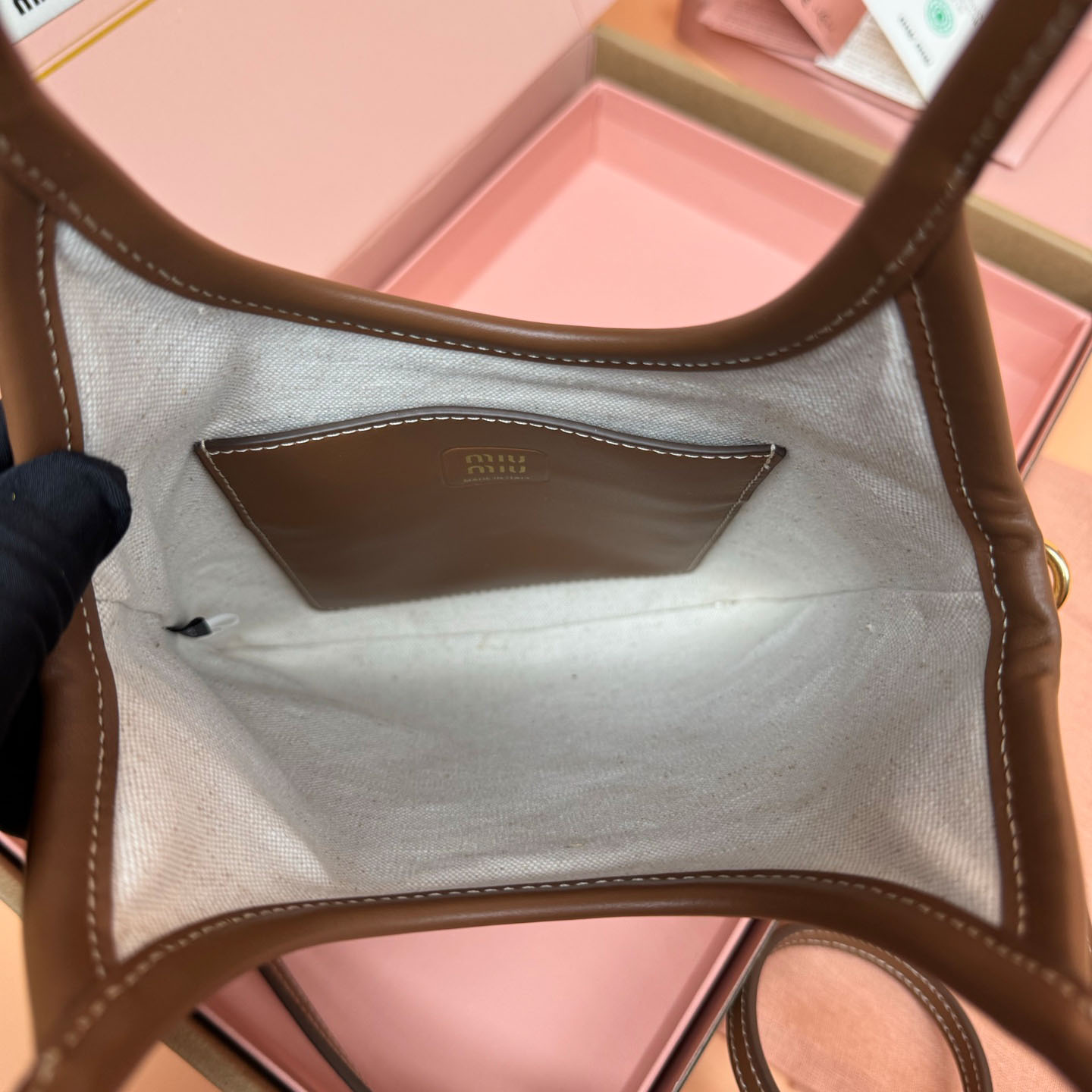 Miu Miu Ivy Canvas And Leather Bag - FashionPlug