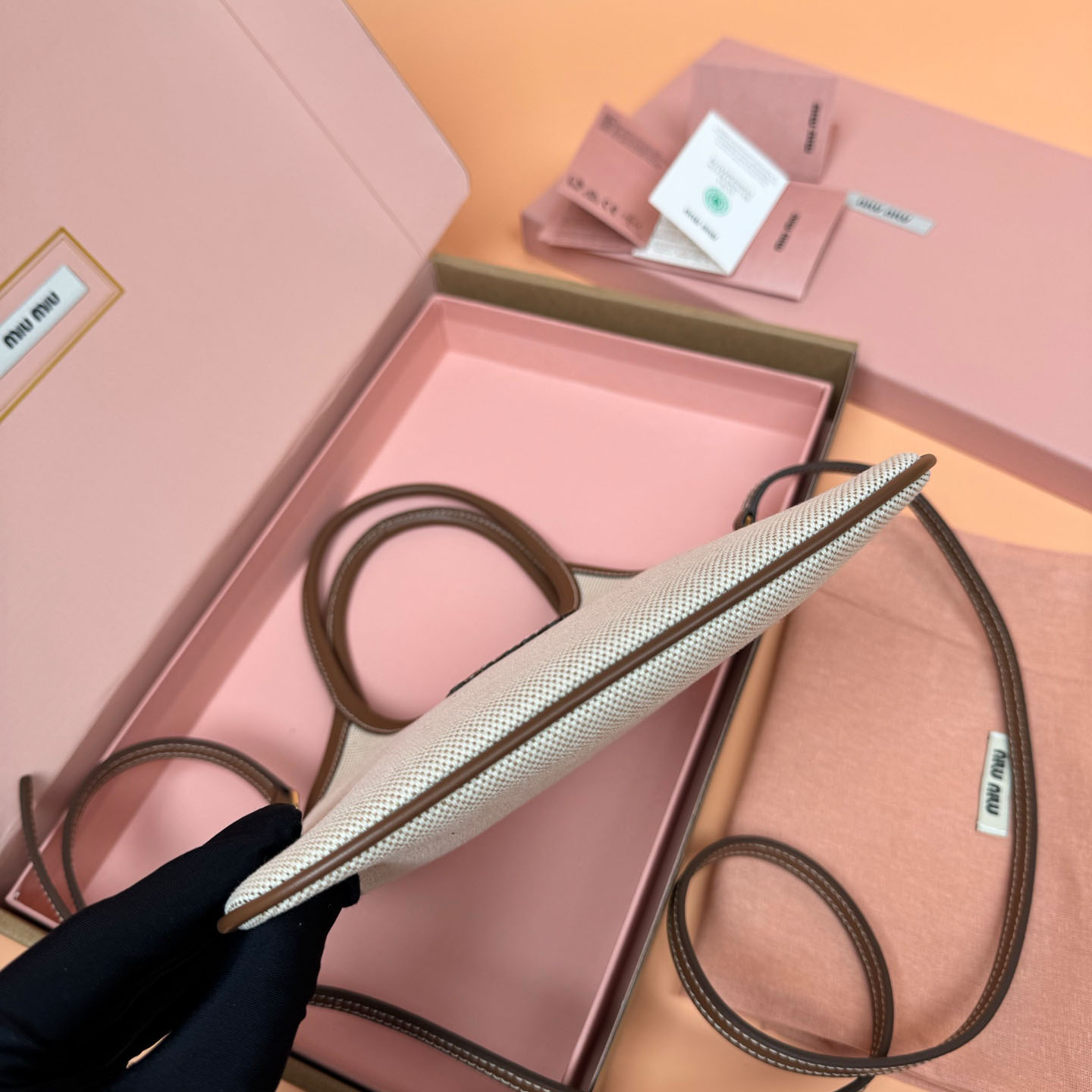 Miu Miu Ivy Canvas And Leather Bag - FashionPlug