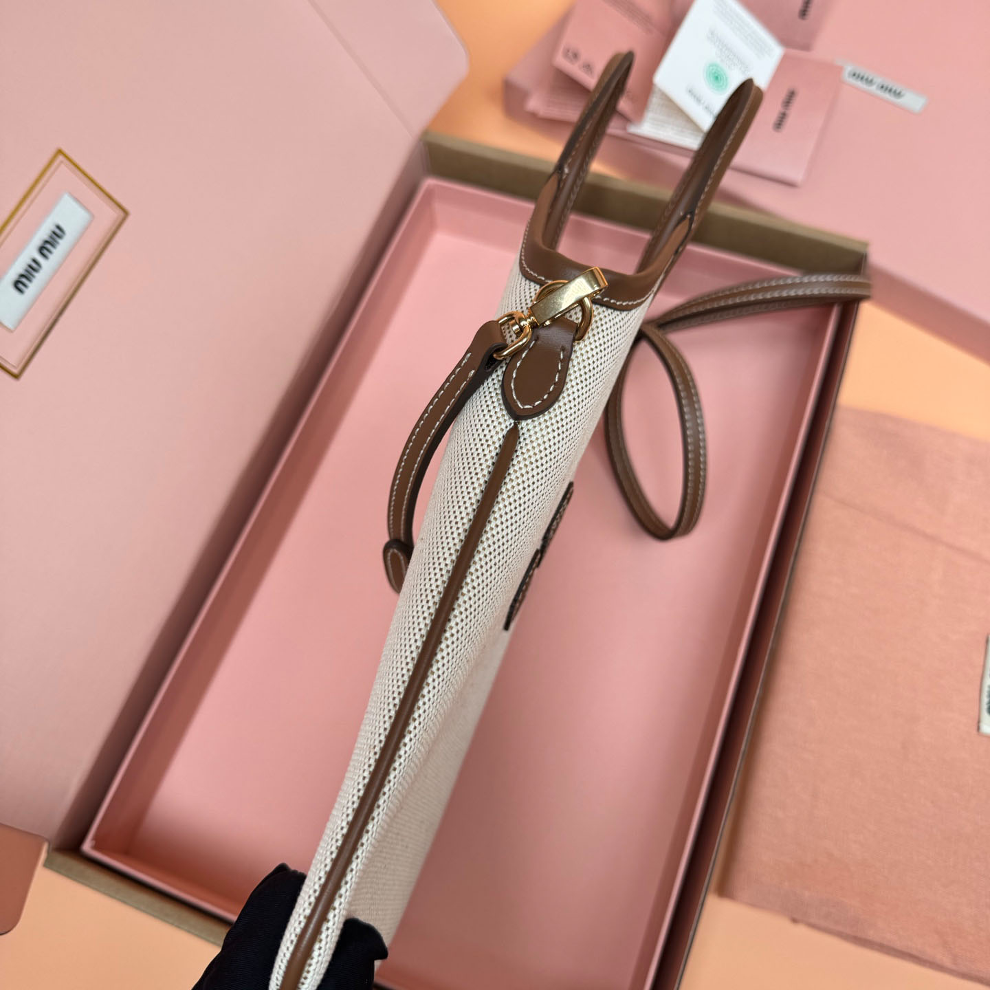 Miu Miu Ivy Canvas And Leather Bag - FashionPlug