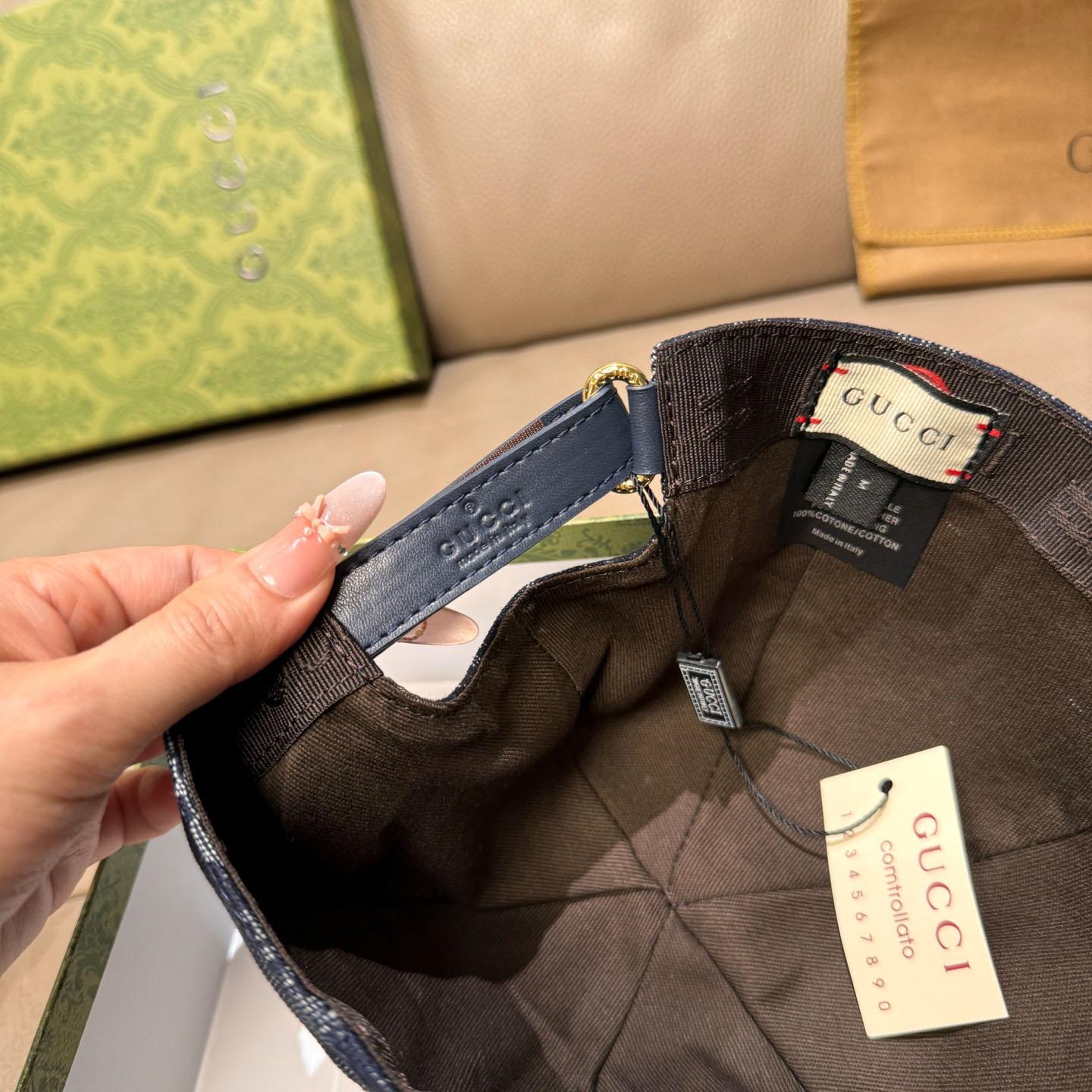 Gucci GG Denim Baseball Cap With Web - FashionPlug