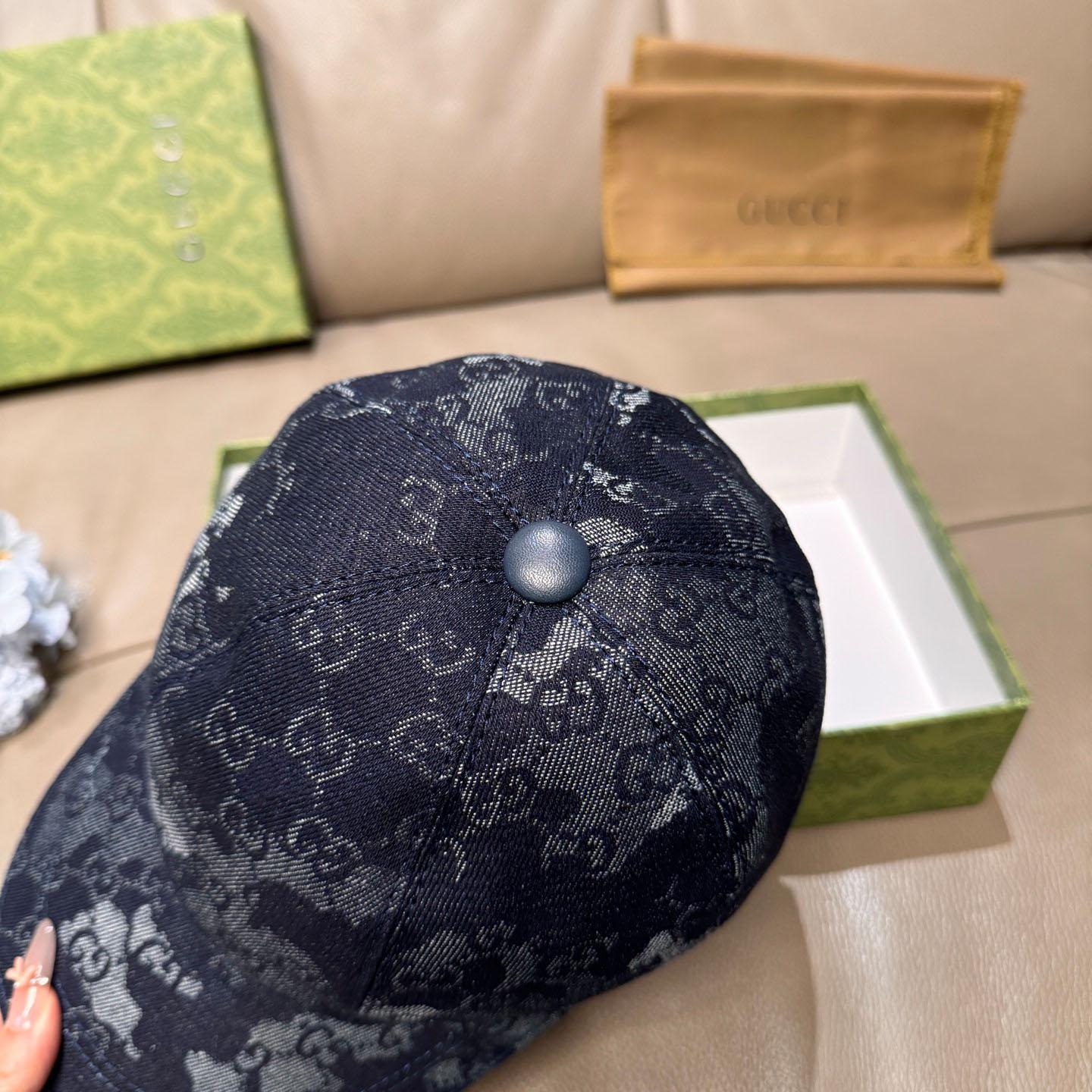 Gucci GG Denim Baseball Cap With Web - FashionPlug