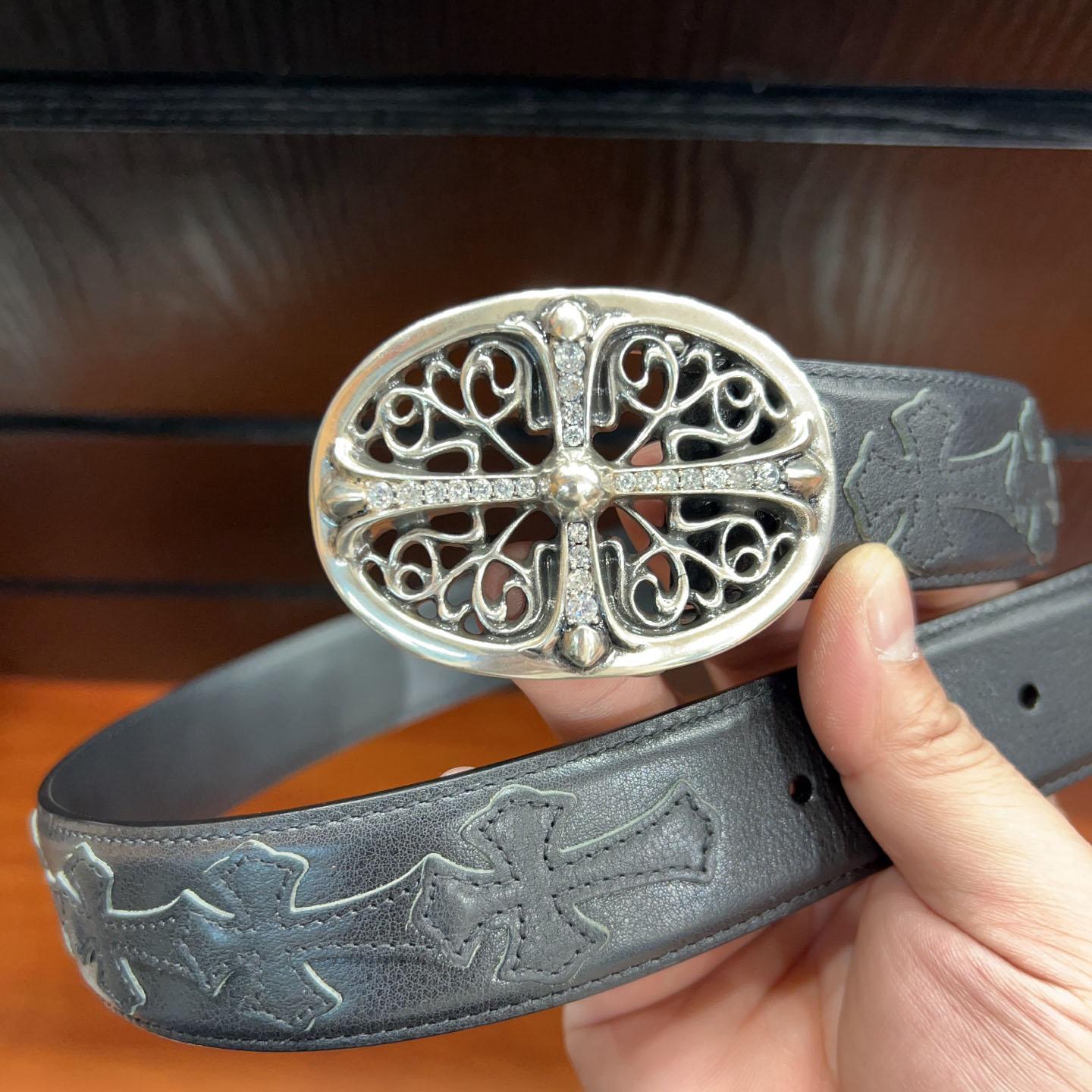 Chrome Hearts Leather Belt   - FashionPlug