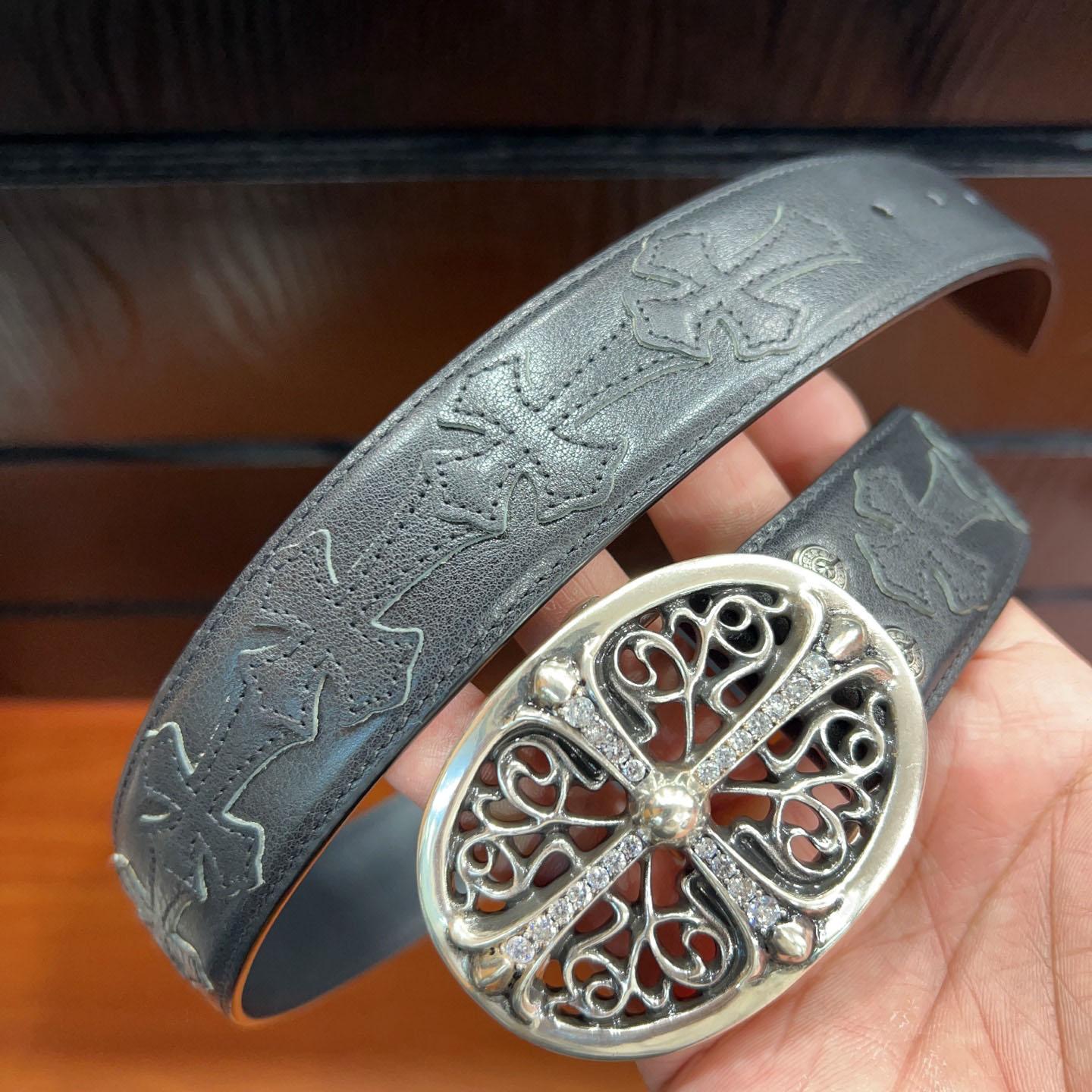 Chrome Hearts Leather Belt   - FashionPlug