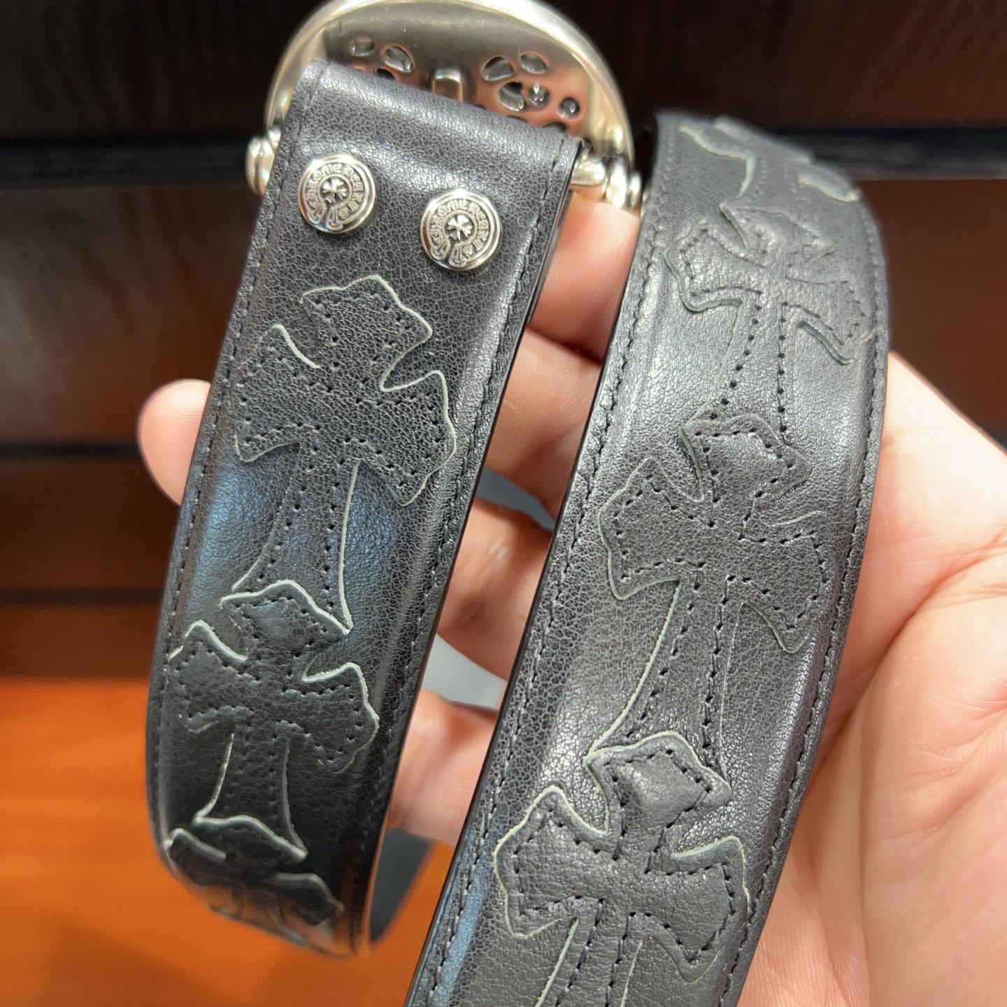 Chrome Hearts Leather Belt   - FashionPlug