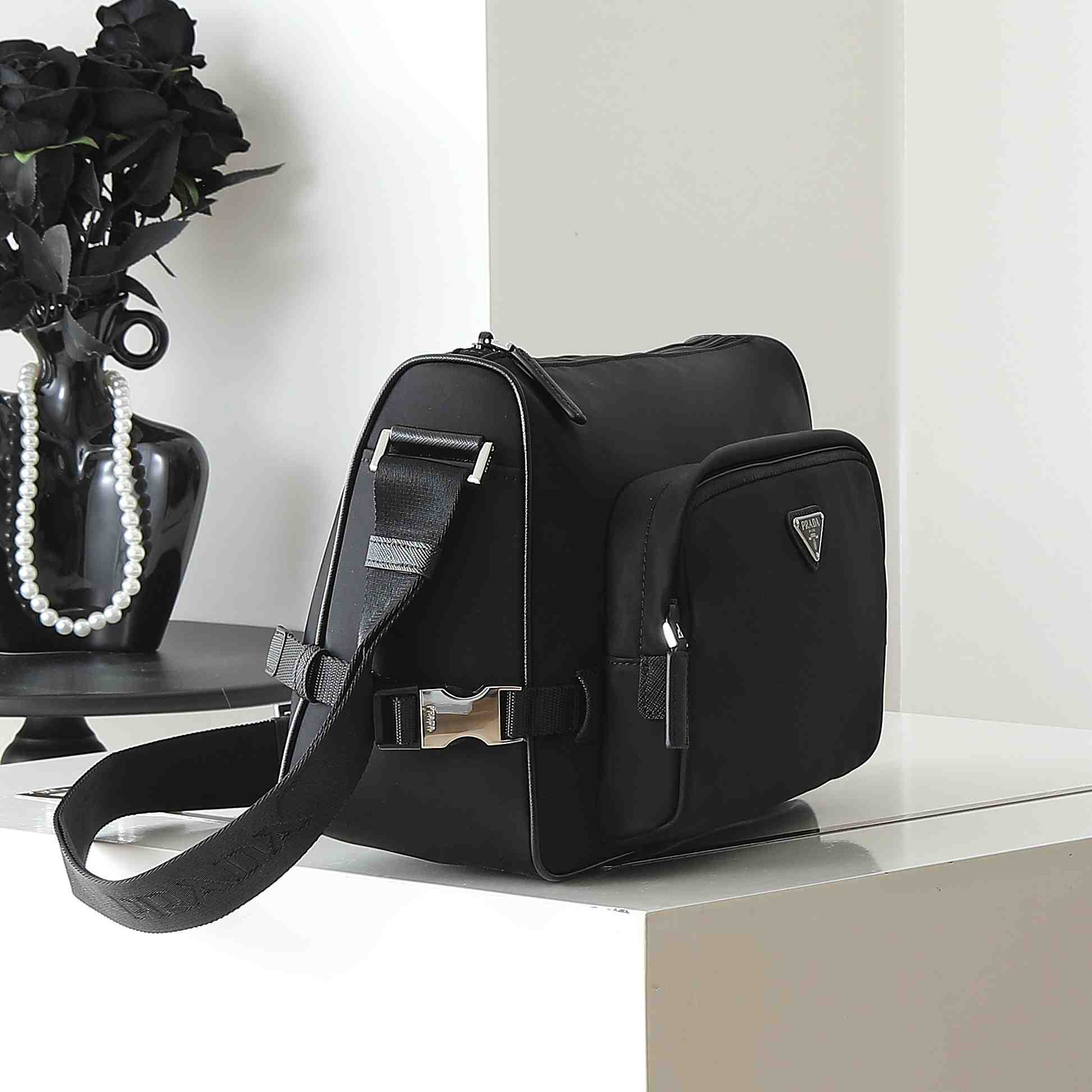 Prada Large Re-Nylon And Saffiano leather shoulder bag - FashionPlug