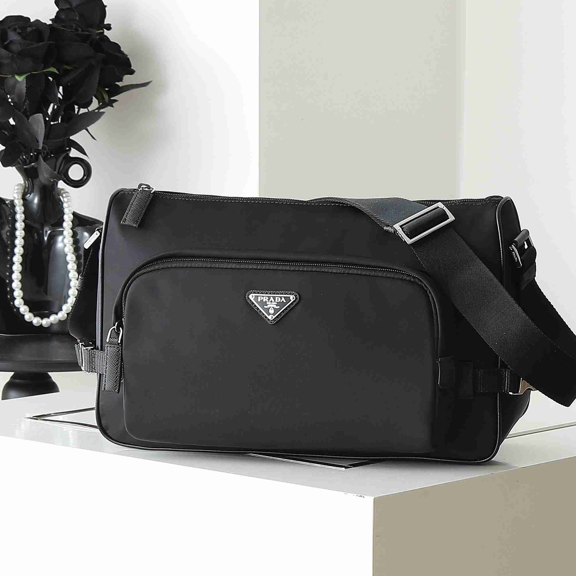 Prada Large Re-Nylon And Saffiano leather shoulder bag - FashionPlug