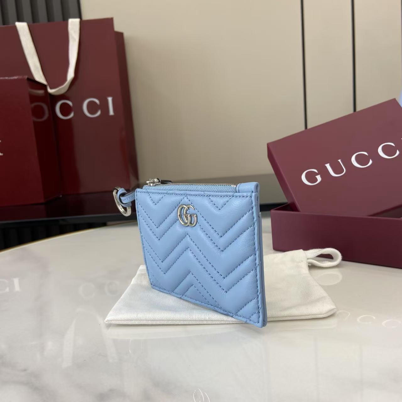 Gucci GG Marmont Zip Key Pouch - FashionPlug