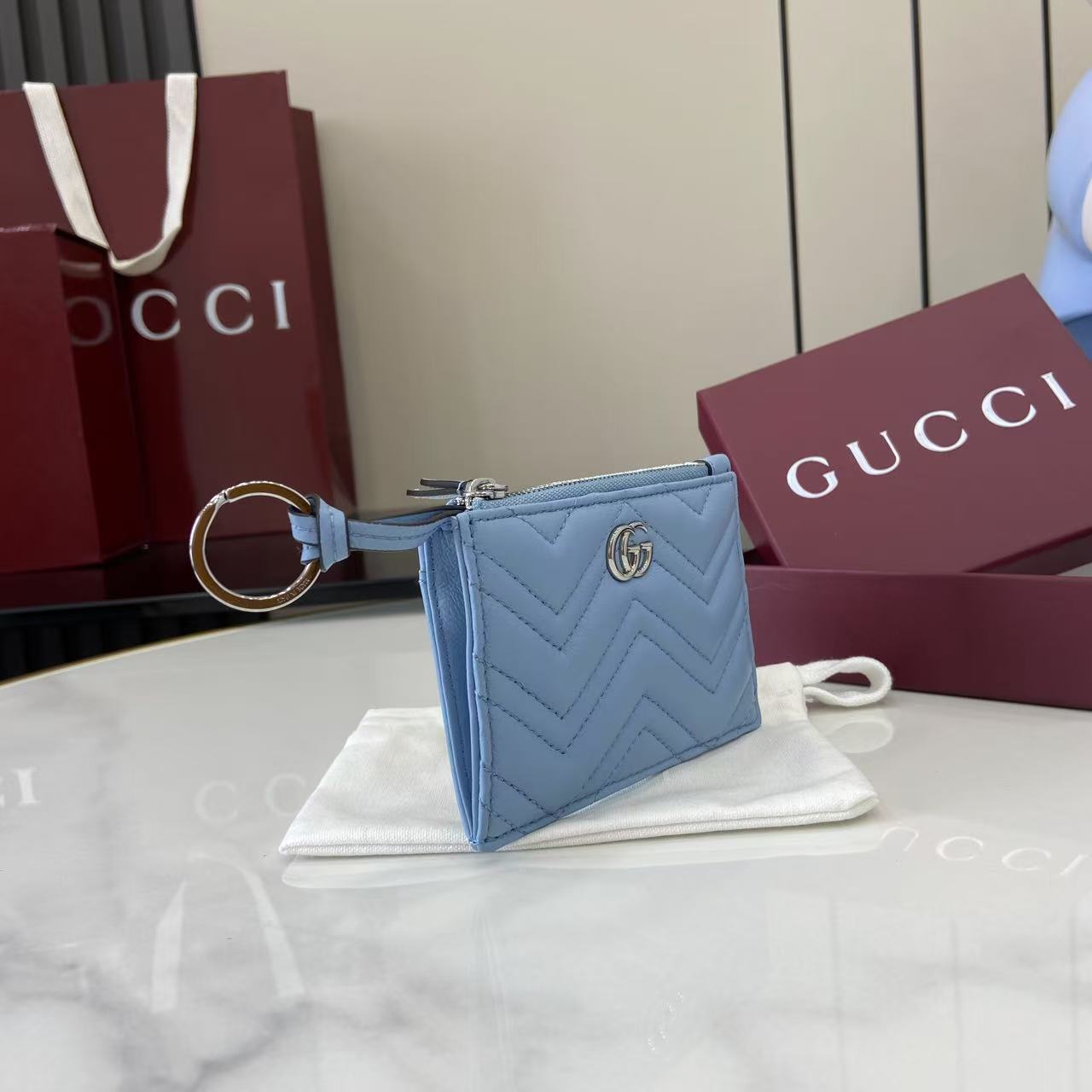 Gucci GG Marmont Zip Key Pouch - FashionPlug