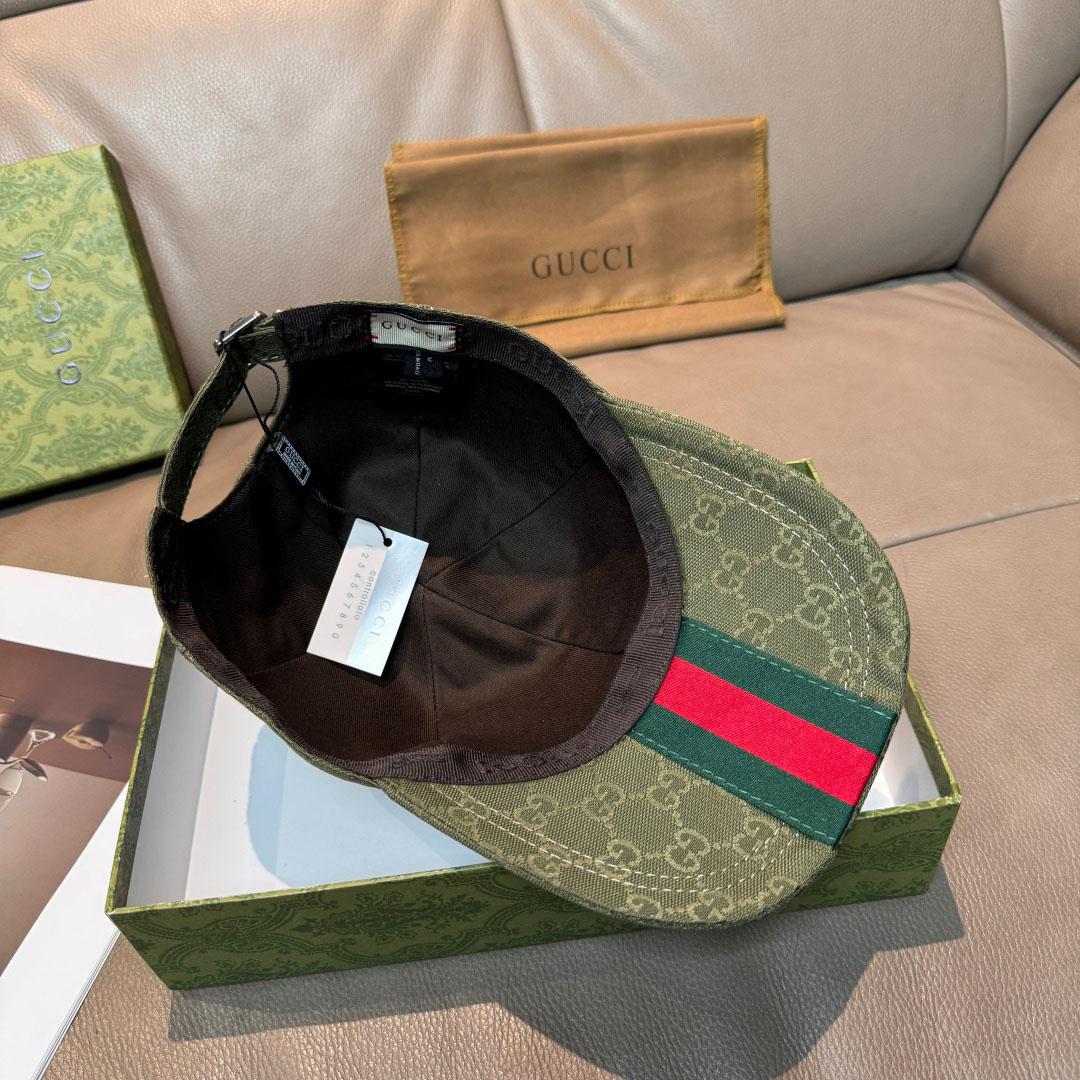 Gucci Forest Green GG Canvas Baseball Hat - FashionPlug