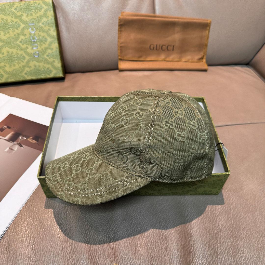 Gucci Forest Green GG Canvas Baseball Hat - FashionPlug