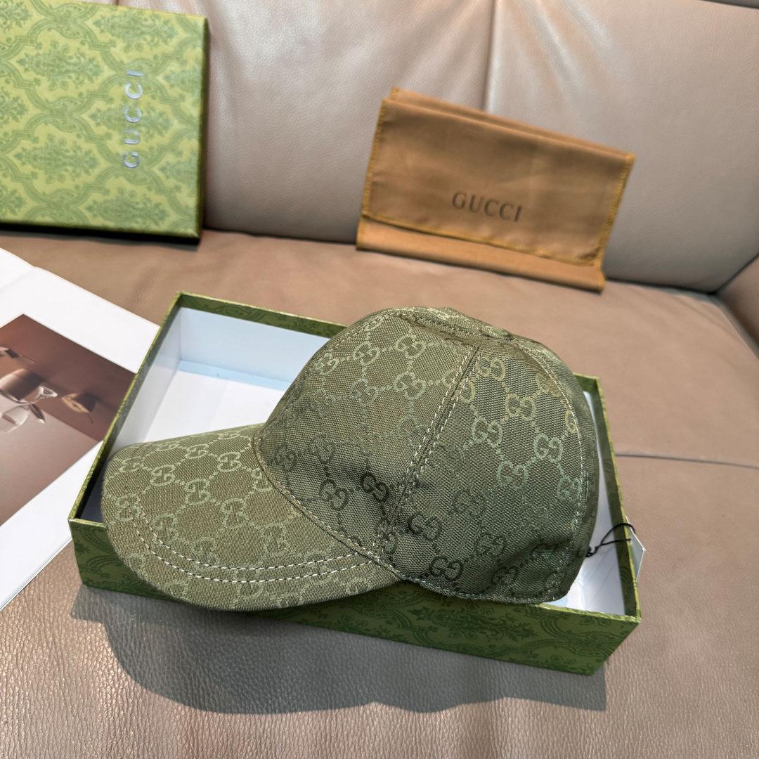 Gucci Forest Green GG Canvas Baseball Hat - FashionPlug
