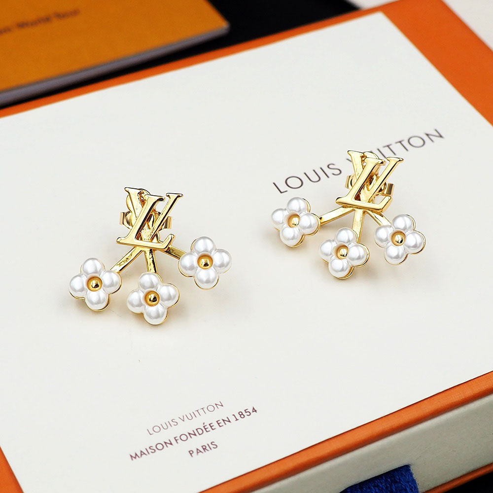 Louis Vuitton Minigram Pearls Earrings M01258 - FashionPlug