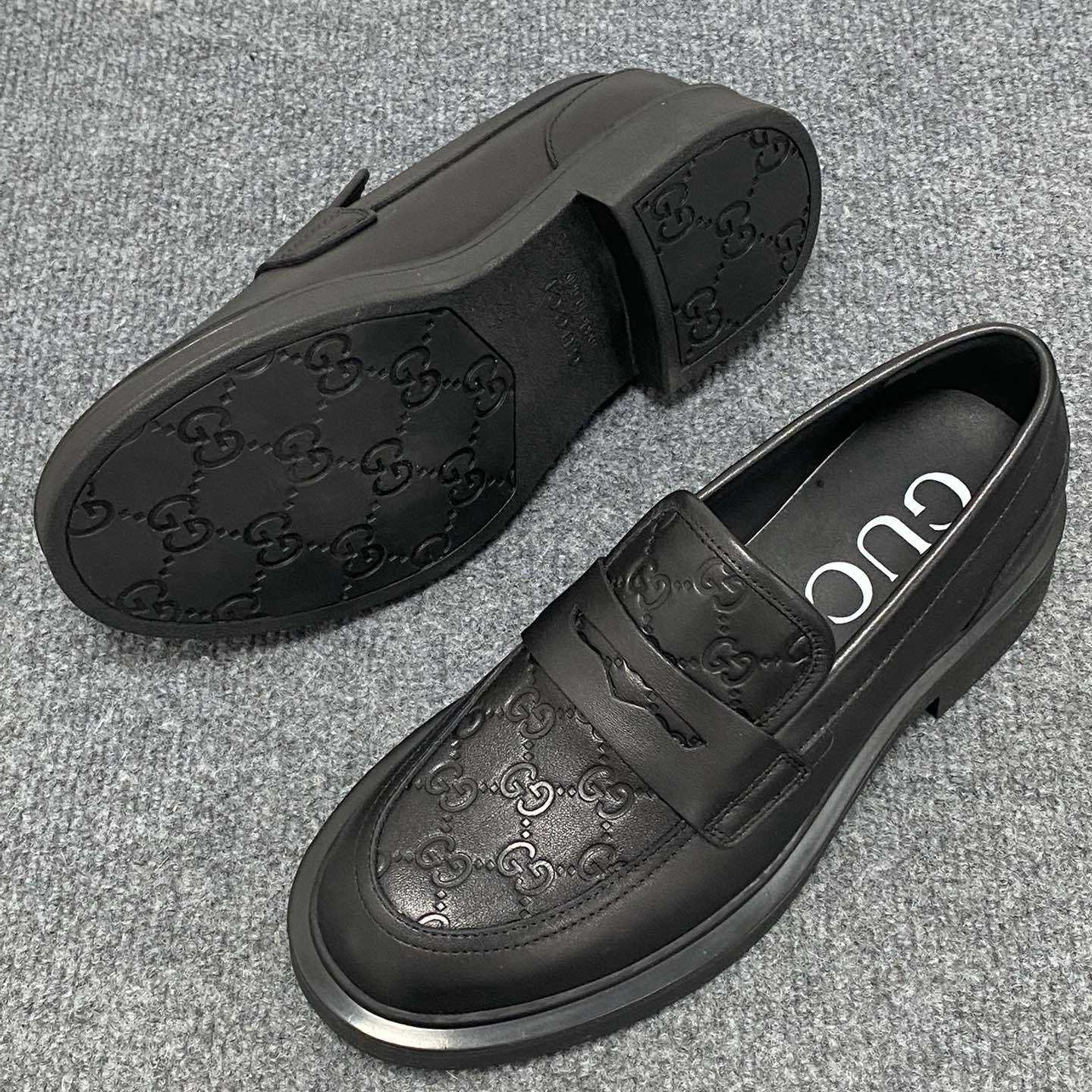 Gucci  Enki GG Leather Platform Loafers - FashionPlug