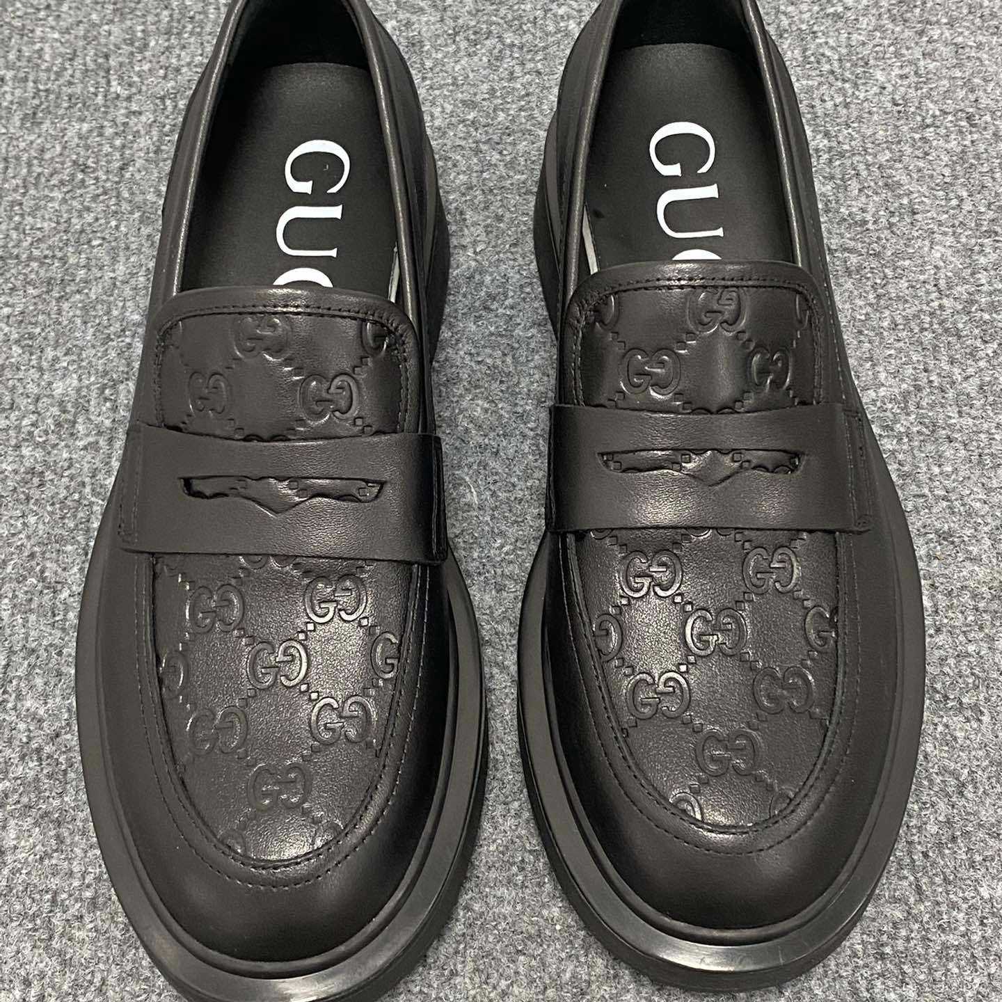 Gucci  Enki GG Leather Platform Loafers - FashionPlug