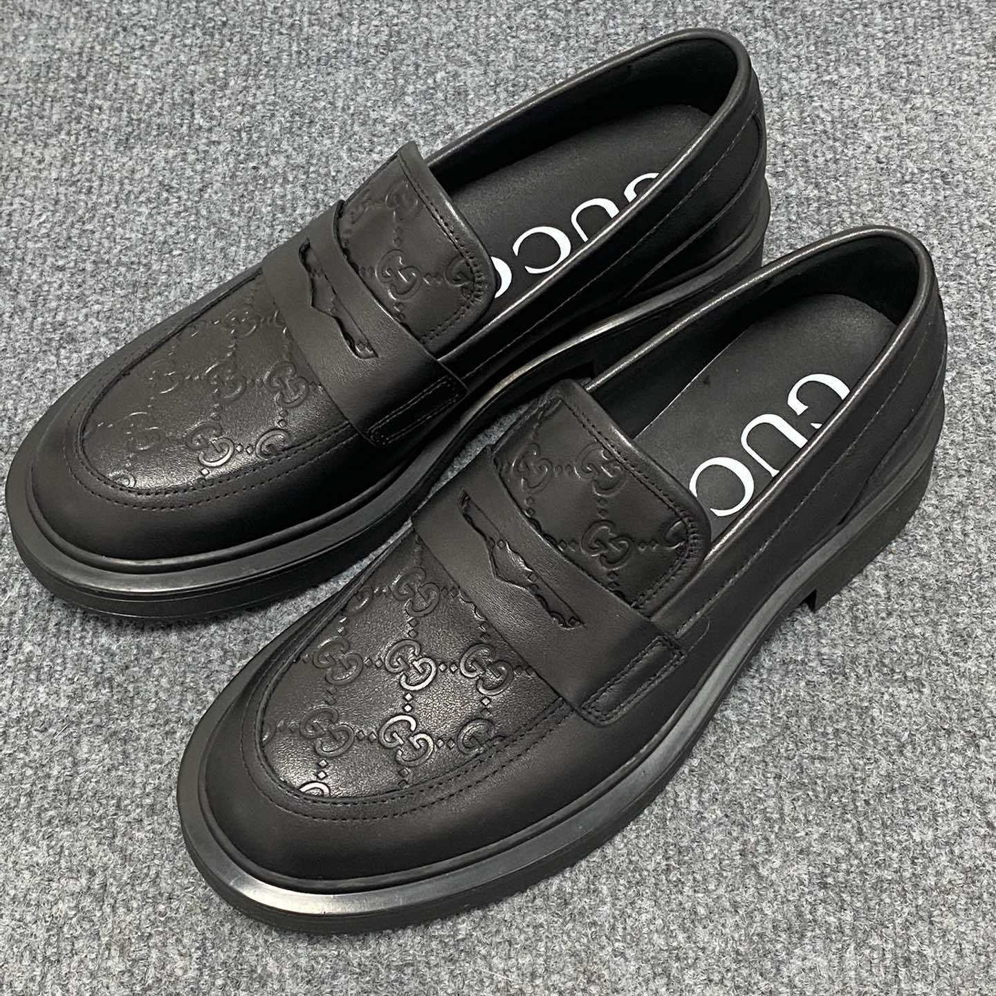 Gucci  Enki GG Leather Platform Loafers - FashionPlug