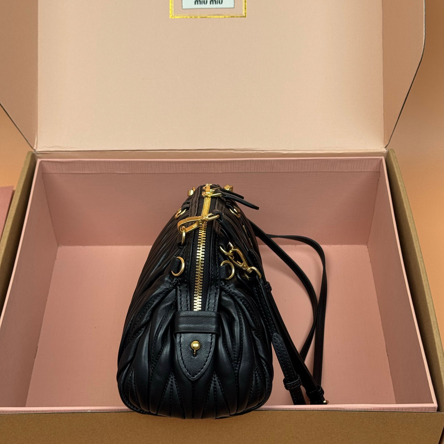 Miu Miu Caprice Matelassé Nappa Leather Clutch - FashionPlug
