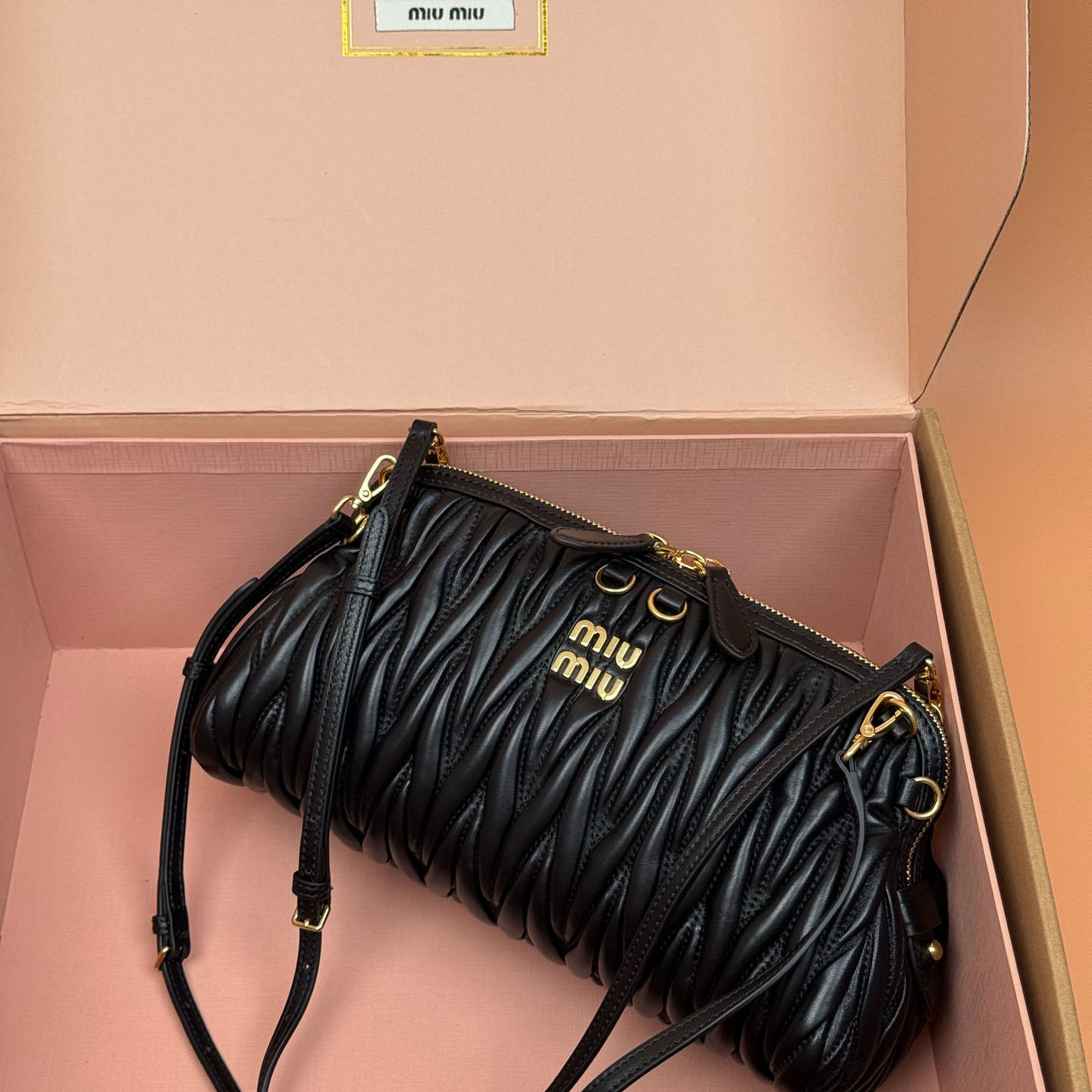 Miu Miu Caprice Matelassé Nappa Leather Clutch - FashionPlug
