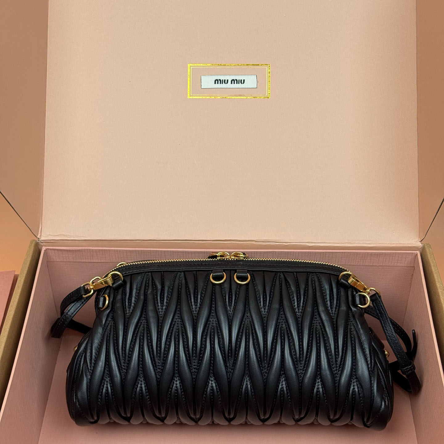 Miu Miu Caprice Matelassé Nappa Leather Clutch - FashionPlug