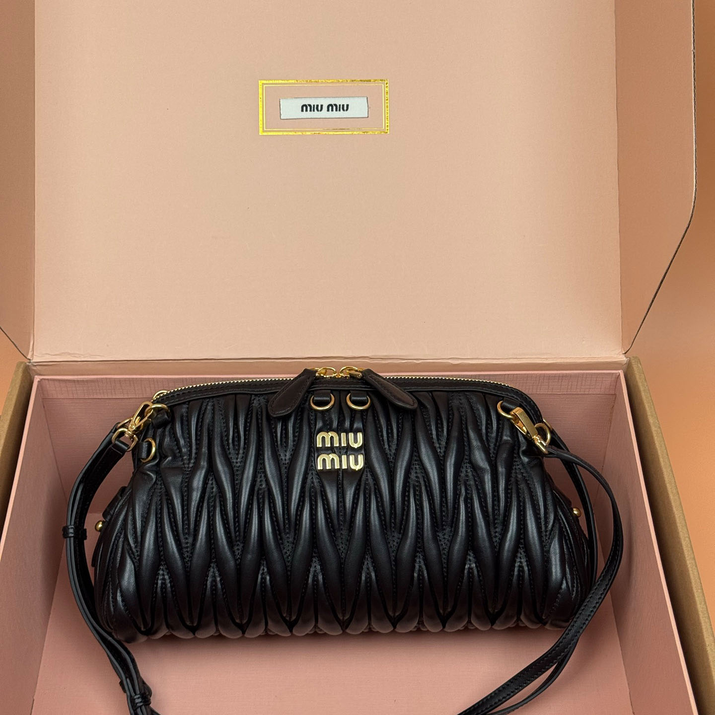 Miu Miu Caprice Matelassé Nappa Leather Clutch - FashionPlug