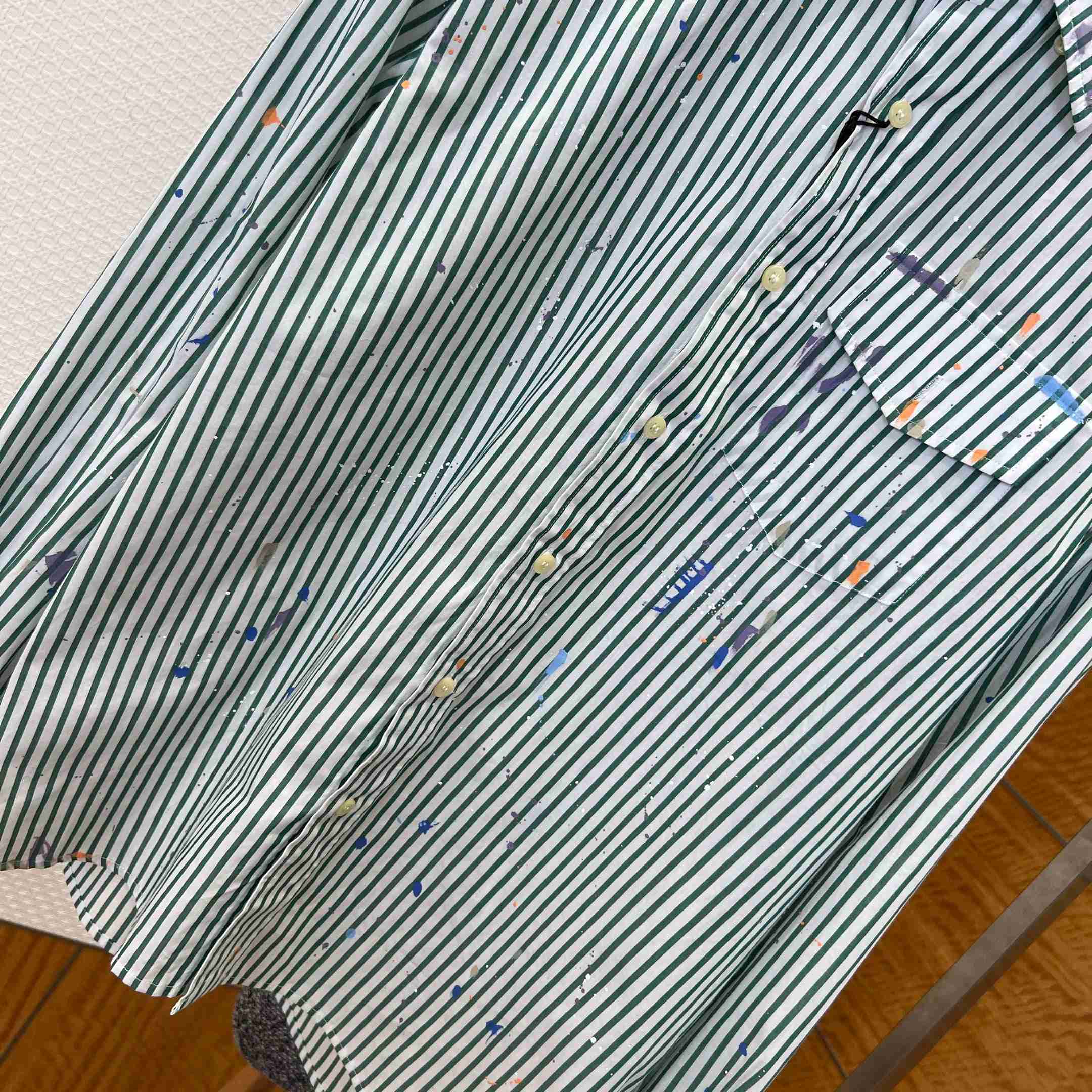  Ralph Lauren Classic Fit Paint-Splatter Striped Shirt - FashionPlug