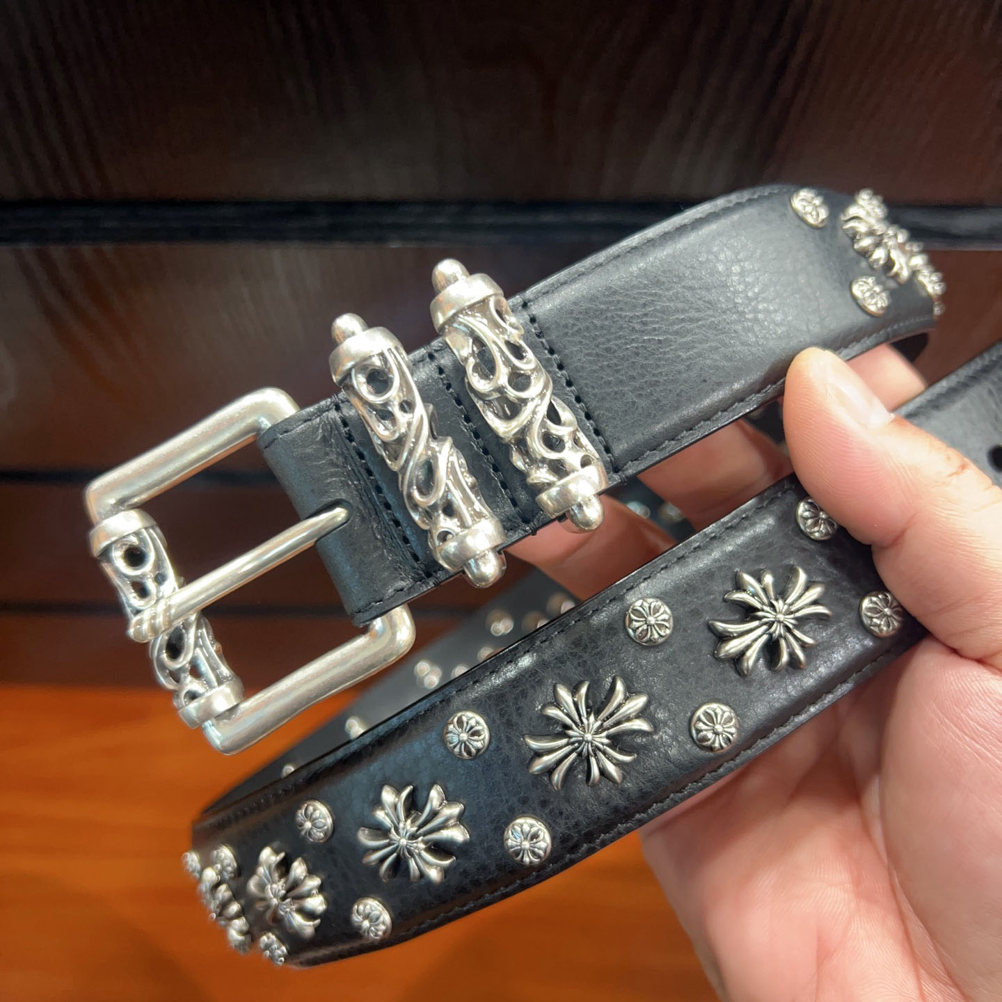 Chrome Hearts Leather Belt   - FashionPlug