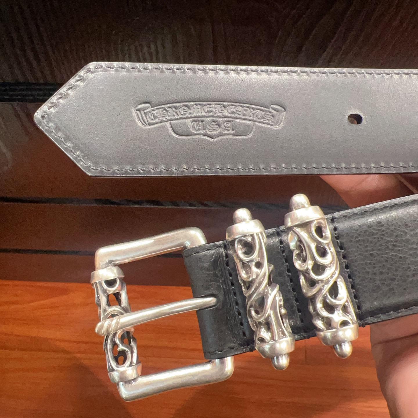 Chrome Hearts Leather Belt   - FashionPlug