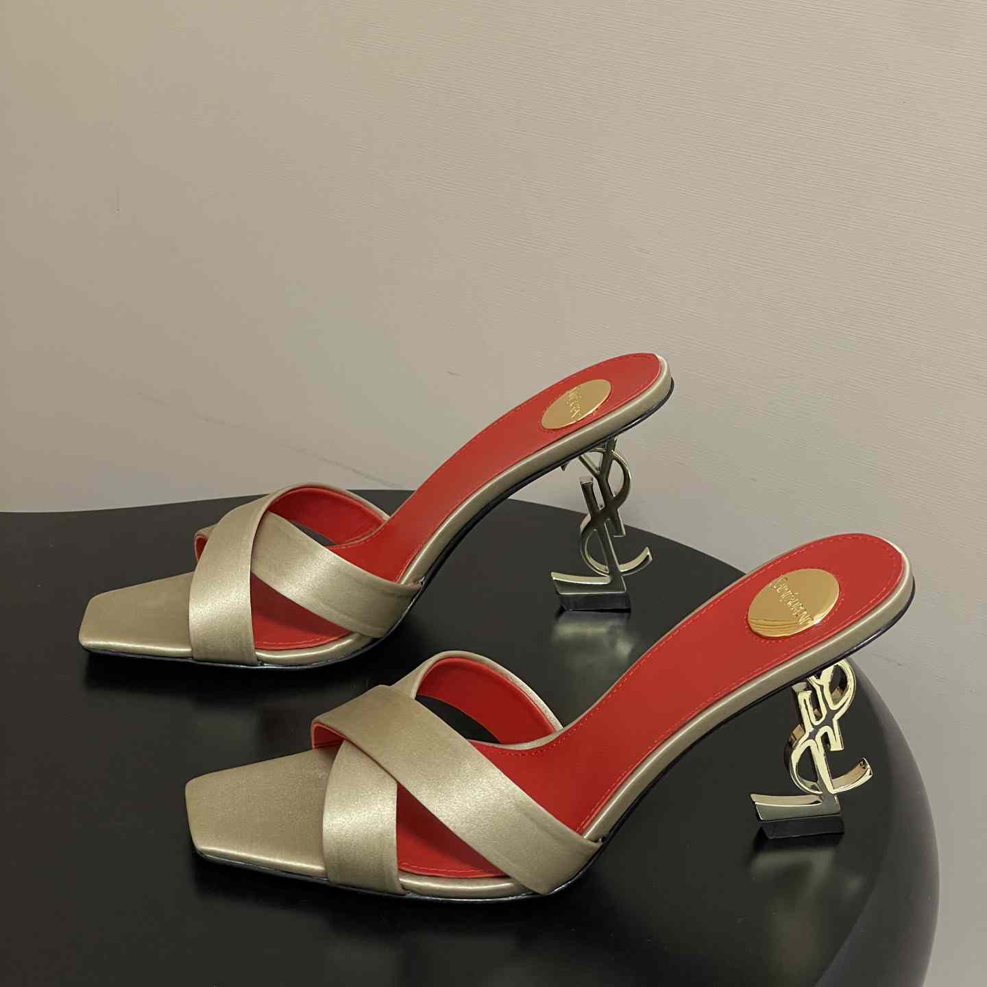 Saint Laurent Opyum Mules In Satin Crepe  - FashionPlug