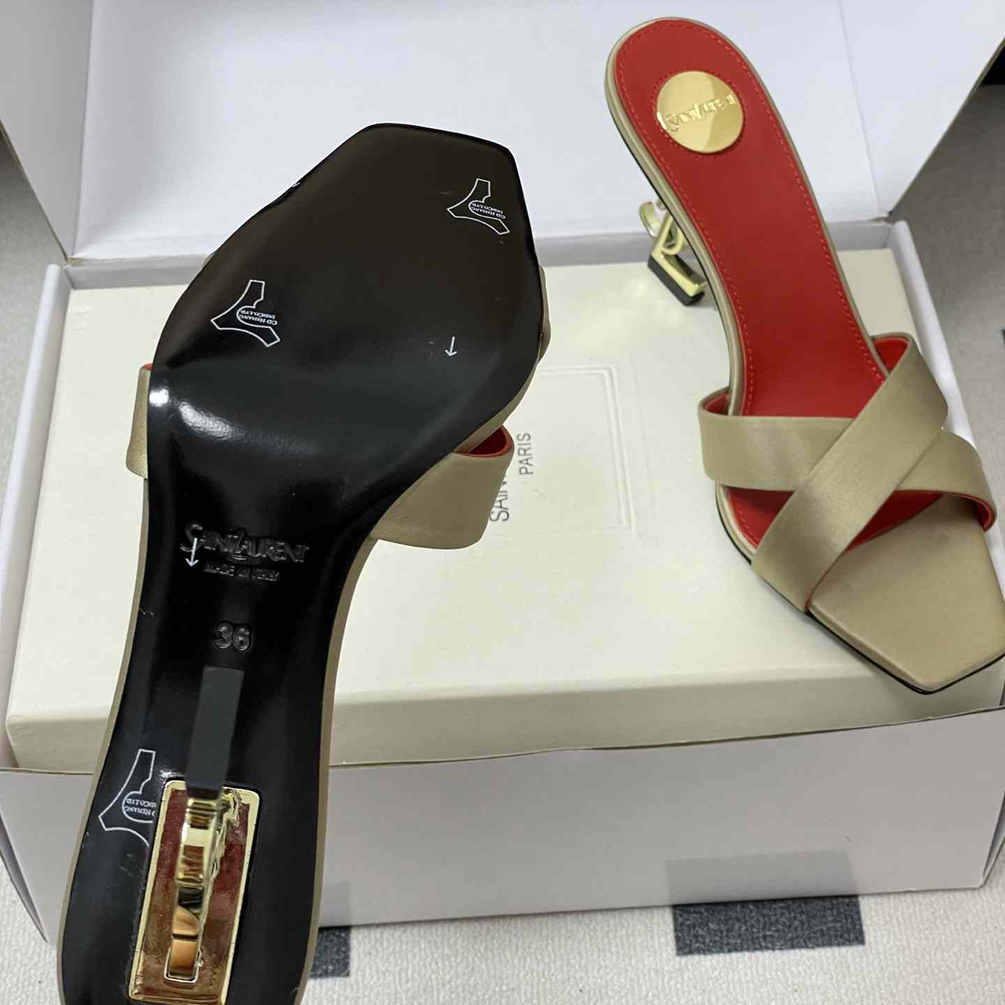 Saint Laurent Opyum Mules In Satin Crepe  - FashionPlug