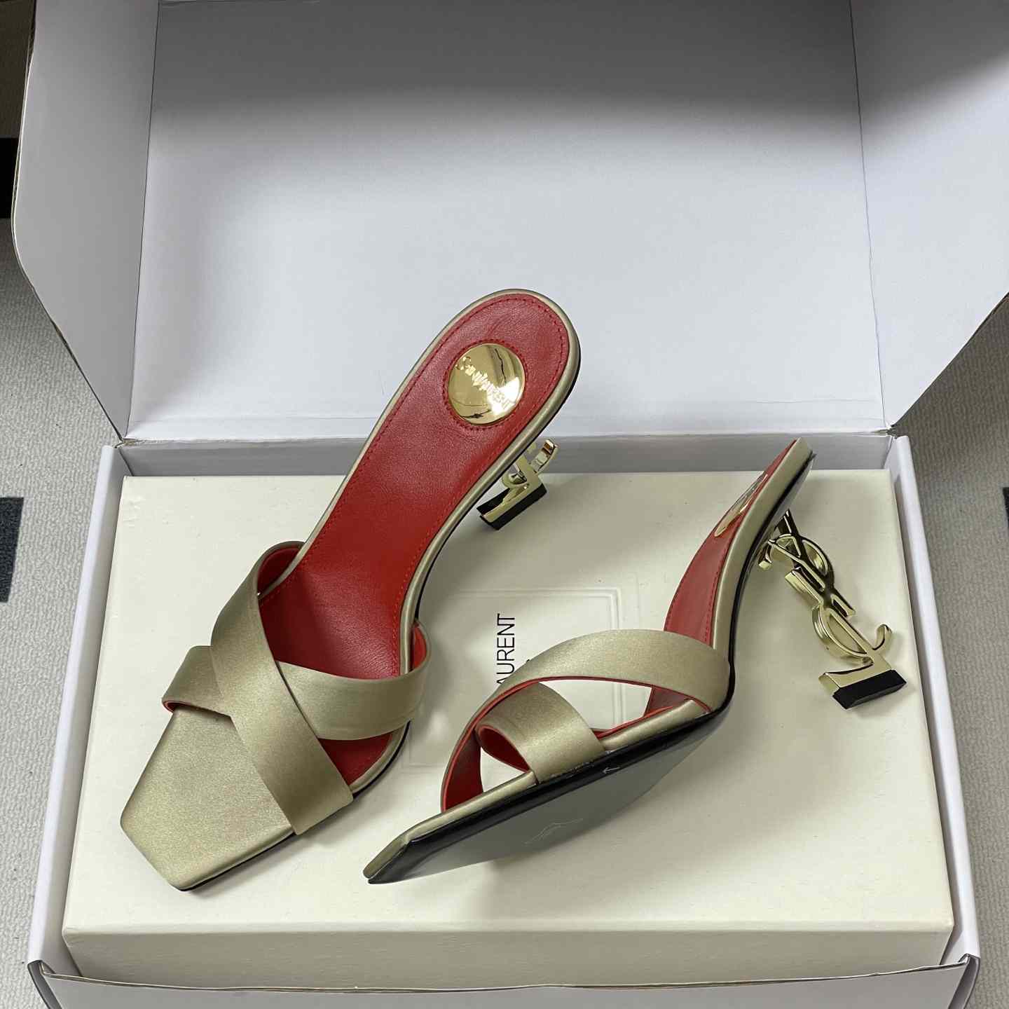 Saint Laurent Opyum Mules In Satin Crepe  - FashionPlug